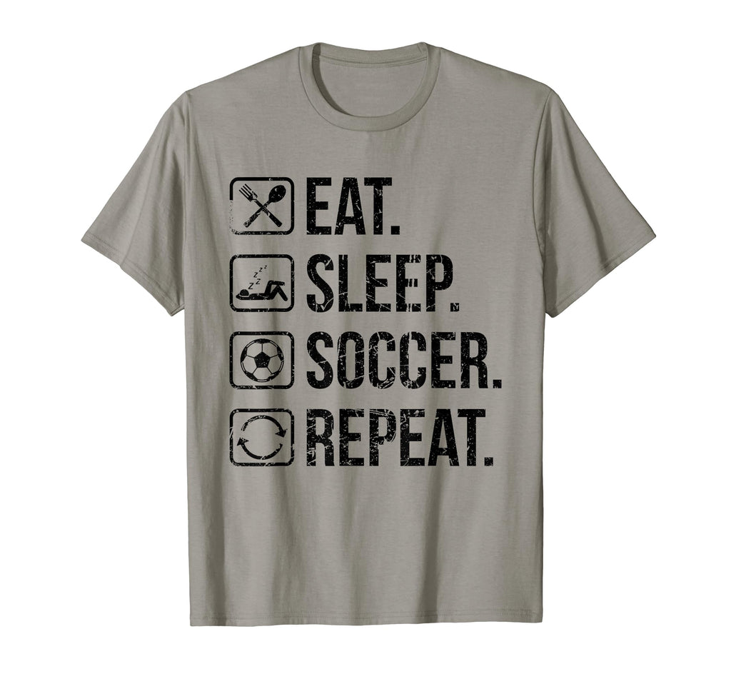 Eat Sleep Soccer Repeat Distressed T-Shirt - Graphic Print for Adults - T-Shirt, Sweatshirt, Hoodie