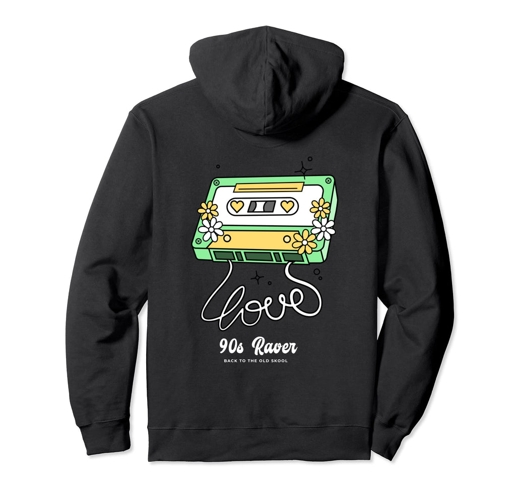 90S Rave Cassette Tape House Music Hoodie - Graphic Print Men Women - T-Shirt, Sweatshirt, Hoodie