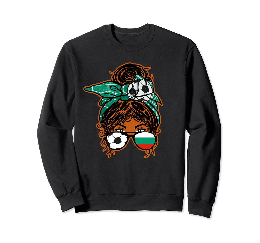 Messy Bun Hair Brown Skin Soccer Sweatshirt - Graphic Print Unisex - T-Shirt, Sweatshirt, Hoodie