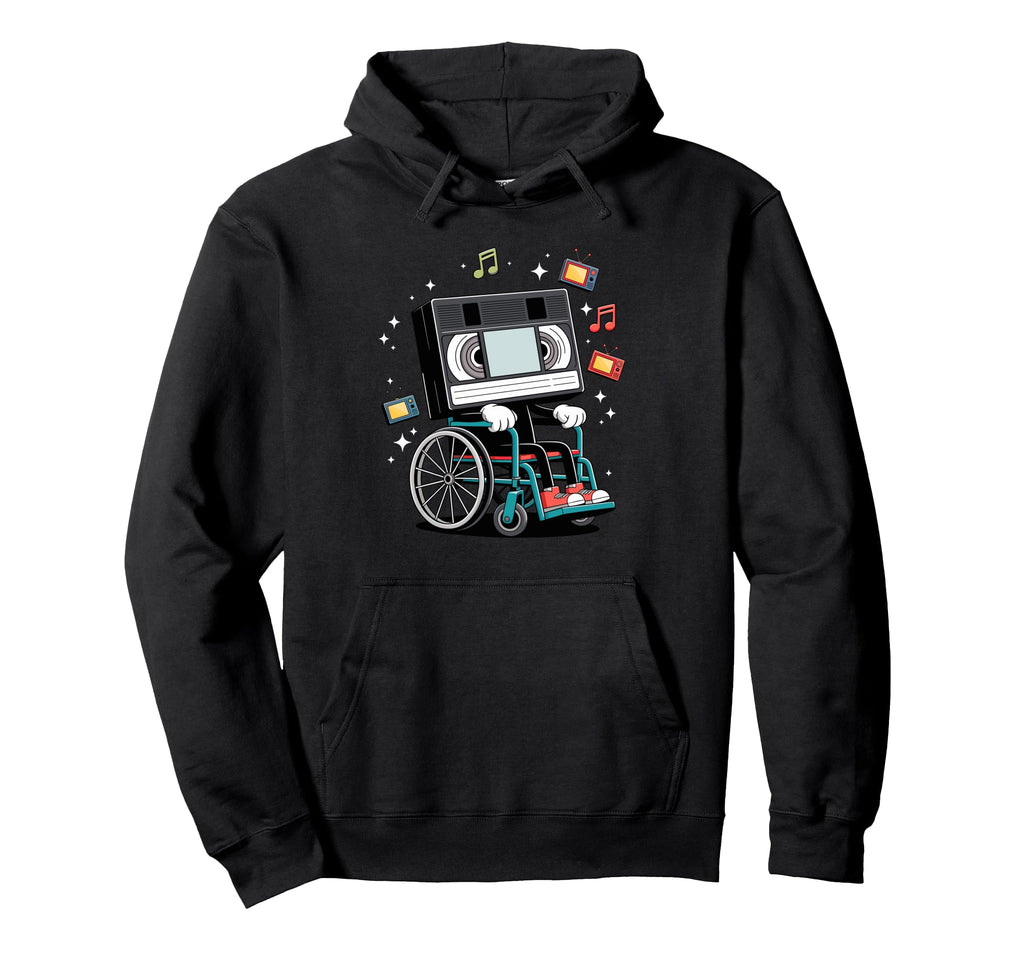 Wheelchair Cassette Player Music Tape Hoodie - Fun Novelty Design Unisex - T-Shirt, Sweatshirt, Hoodie