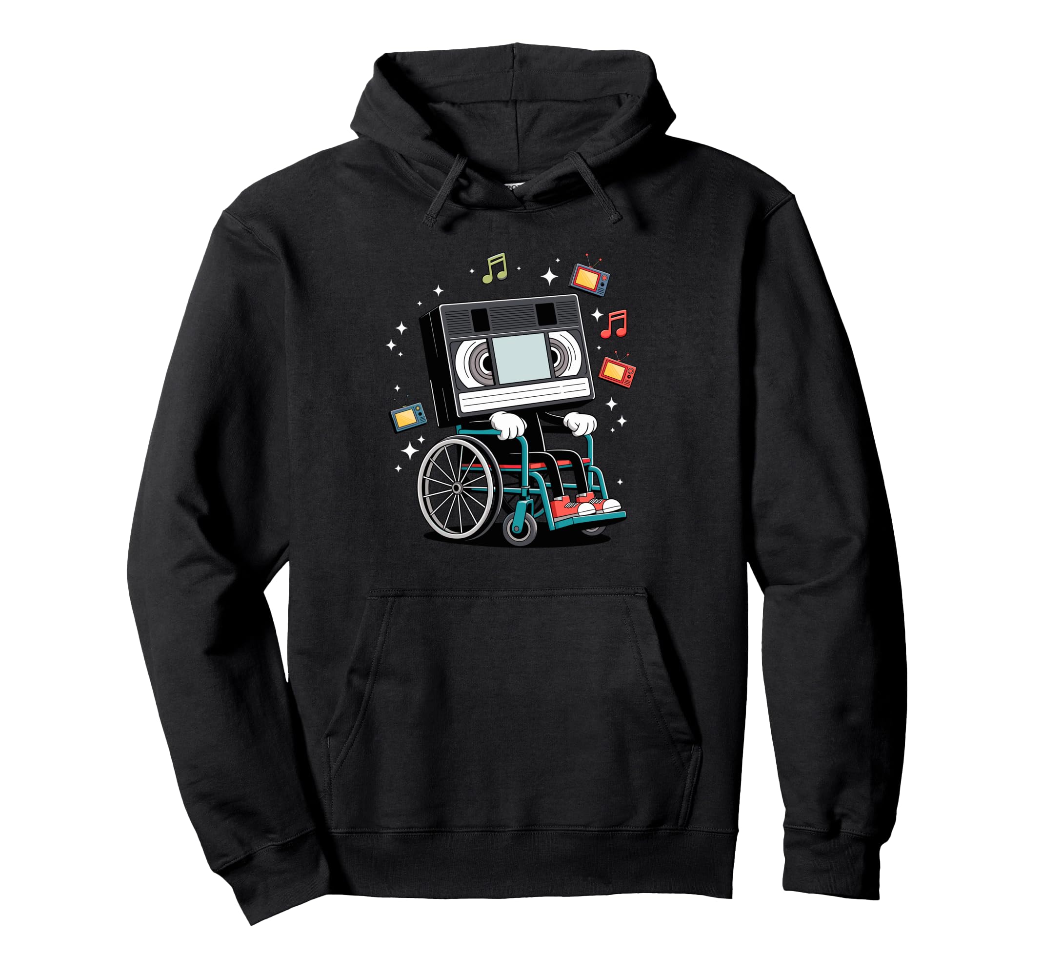 Wheelchair Cassette Player Music Tape Hoodie - Fun Novelty Design Unisex - T-Shirt, Sweatshirt, Hoodie