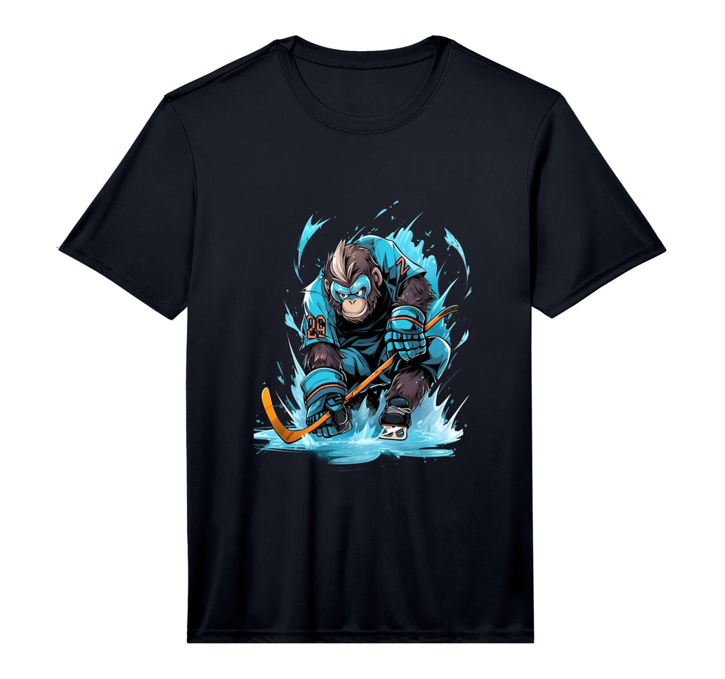 Monkey Ice Hockey Player Hockey Stick T-Shirt - Minimalist Print Unisex - T-Shirt, Sweatshirt, Hoodie