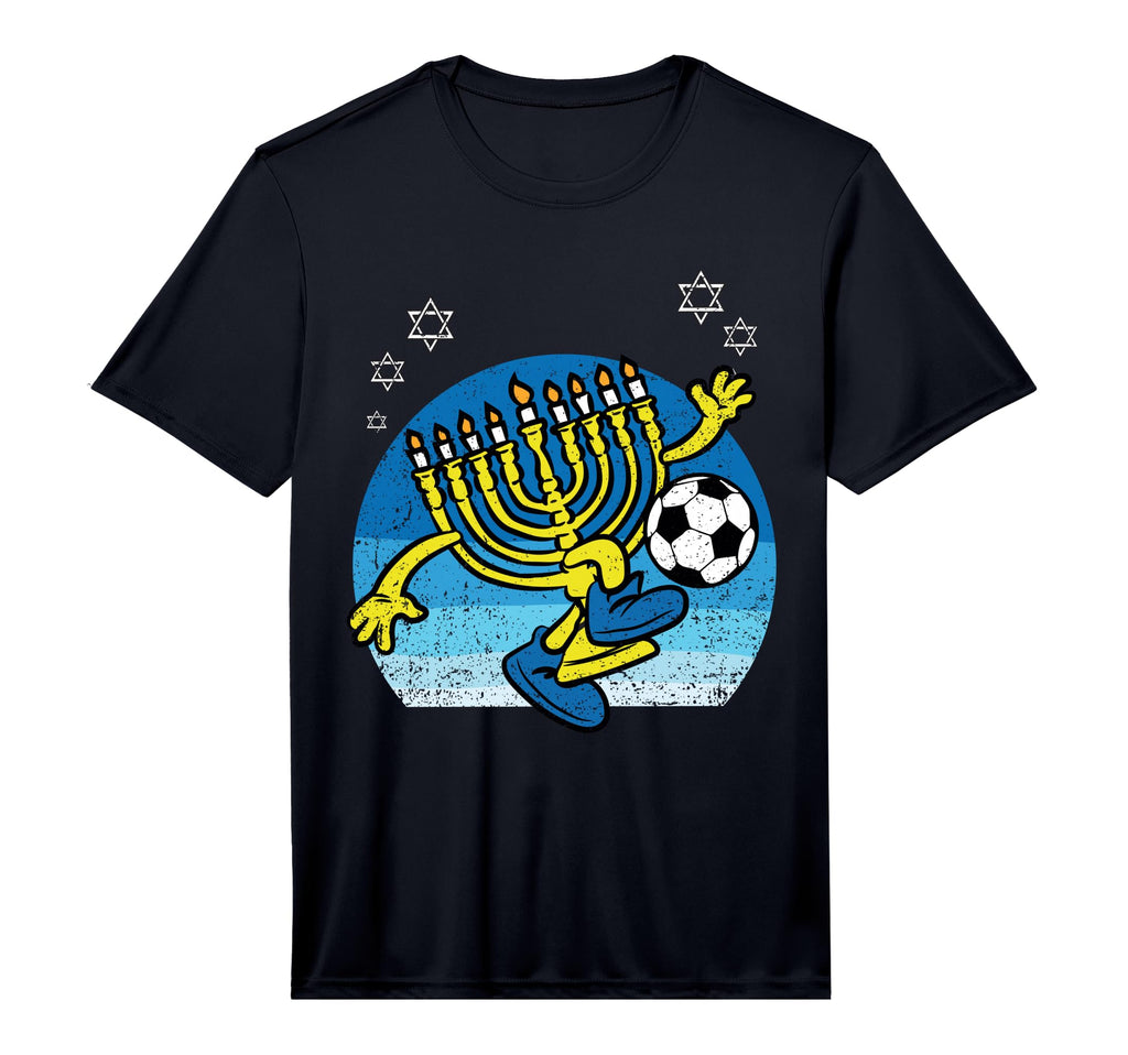 Menorah Soccer Player Hanukkah Chanukah T-Shirt - Graphic Print for Adults - T-Shirt, Sweatshirt, Hoodie