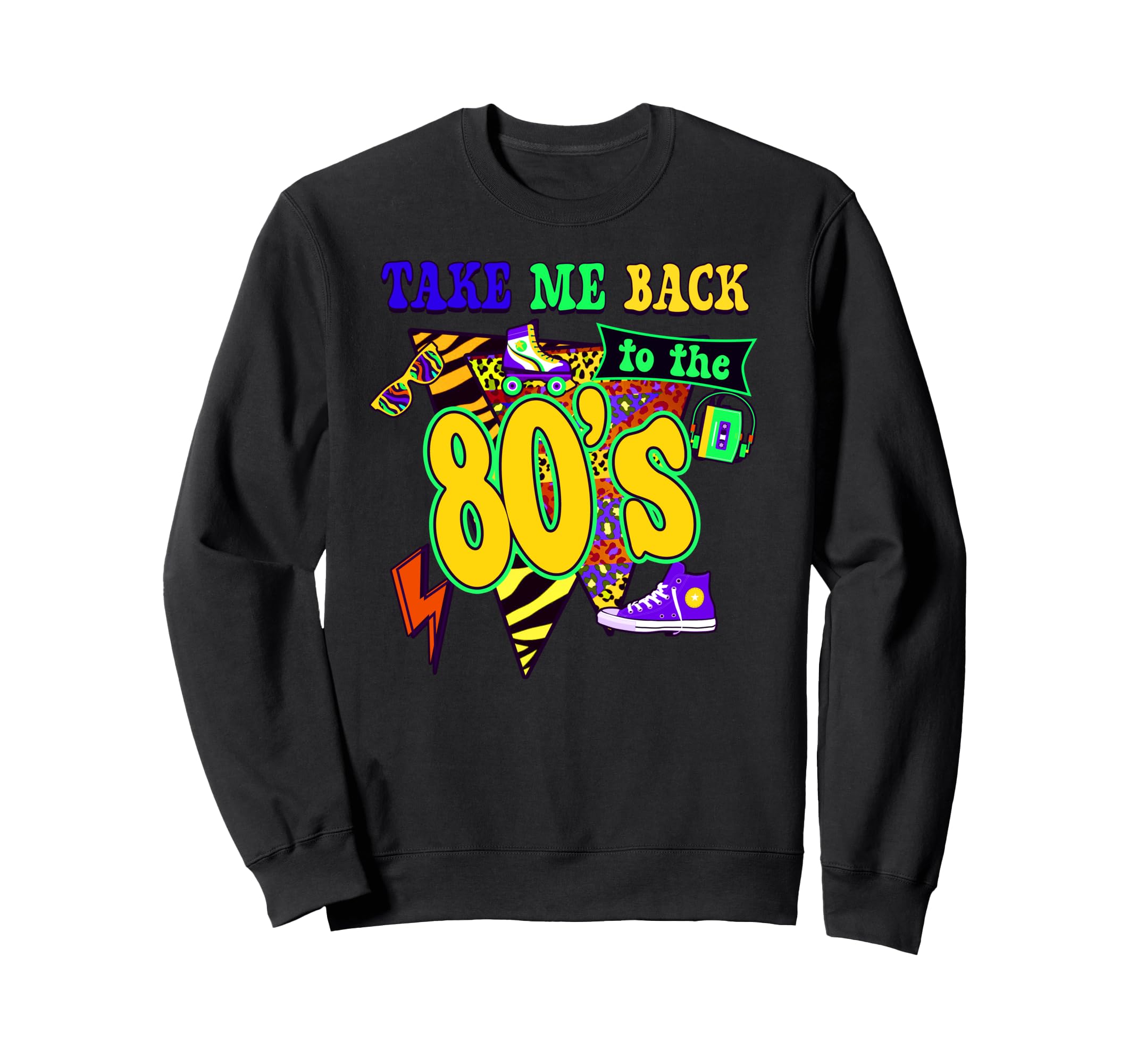 1980S Party Theme Roller Skates And Sweatshirt - Trendy Graphic Unisex - T-Shirt, Sweatshirt, Hoodie