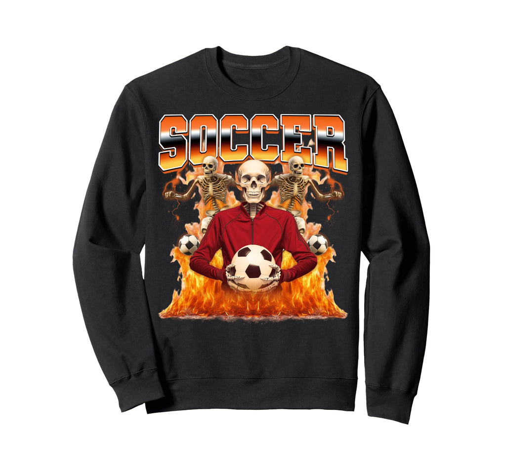 Soccer Player Skeleton 90S Bootleg Sweatshirt - Novelty Apparel for Adults - T-Shirt, Sweatshirt, Hoodie