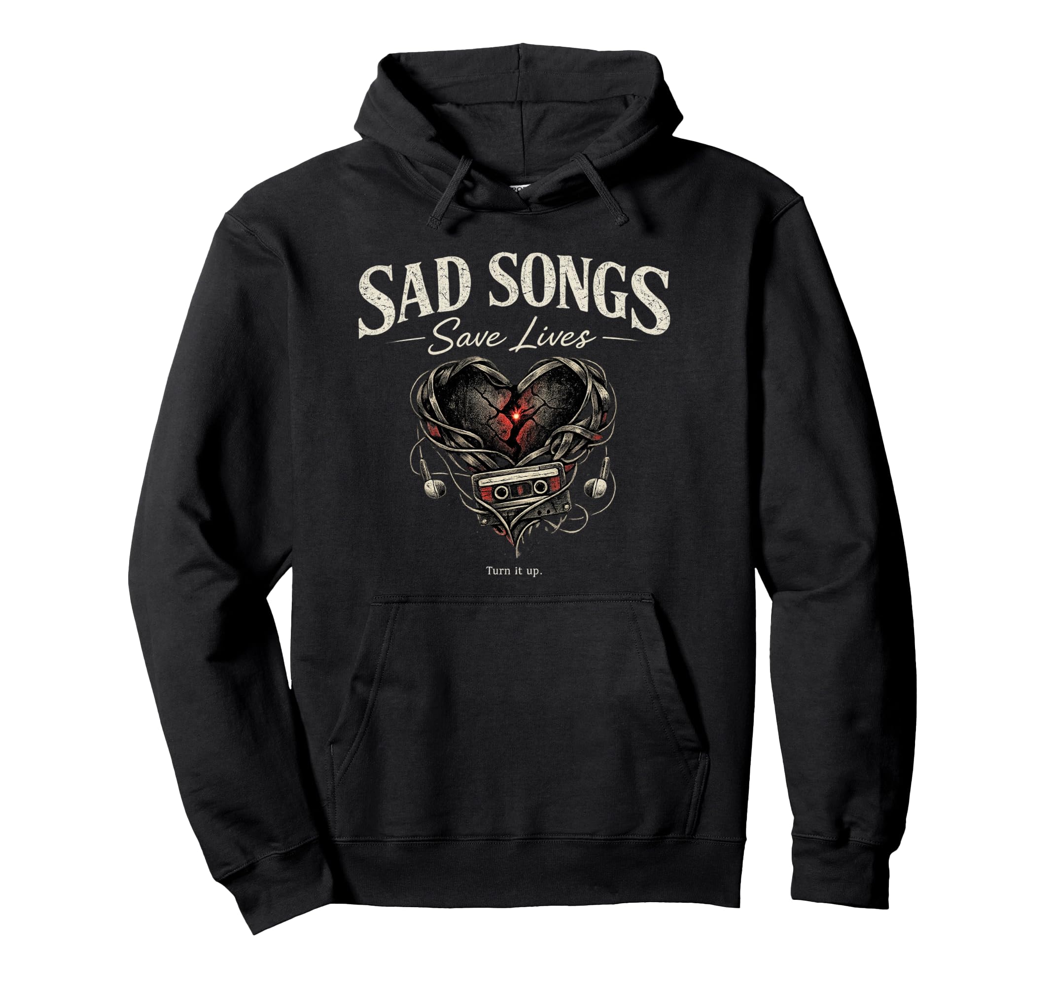Sad Songs Save Lives Emo Music Heart Hoodie - Trendy Graphic Unisex - T-Shirt, Sweatshirt, Hoodie