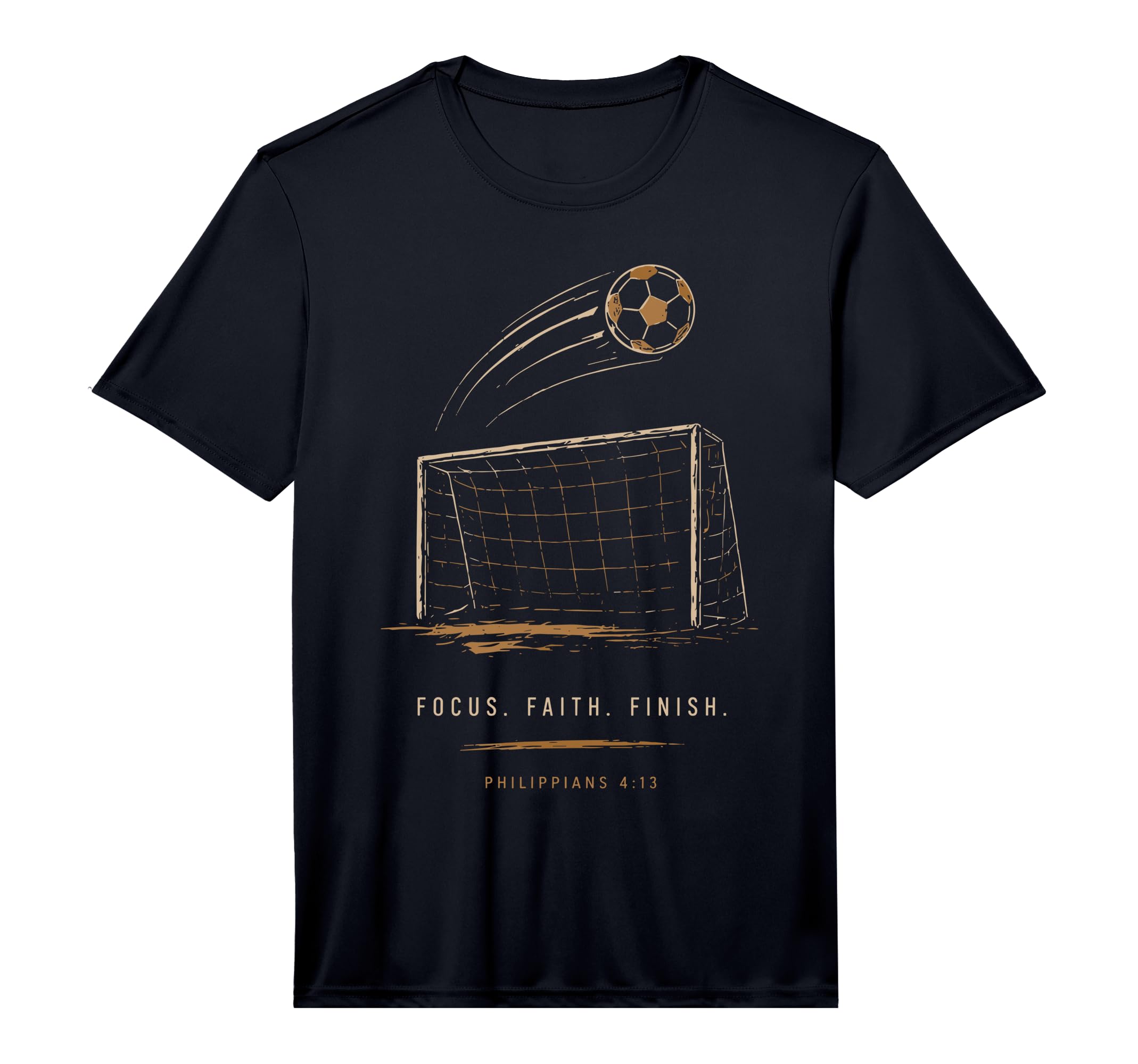 Mens Soccer Faith Focus Finish Philippians T-Shirt - Trendy Graphic Unisex - T-Shirt, Sweatshirt, Hoodie