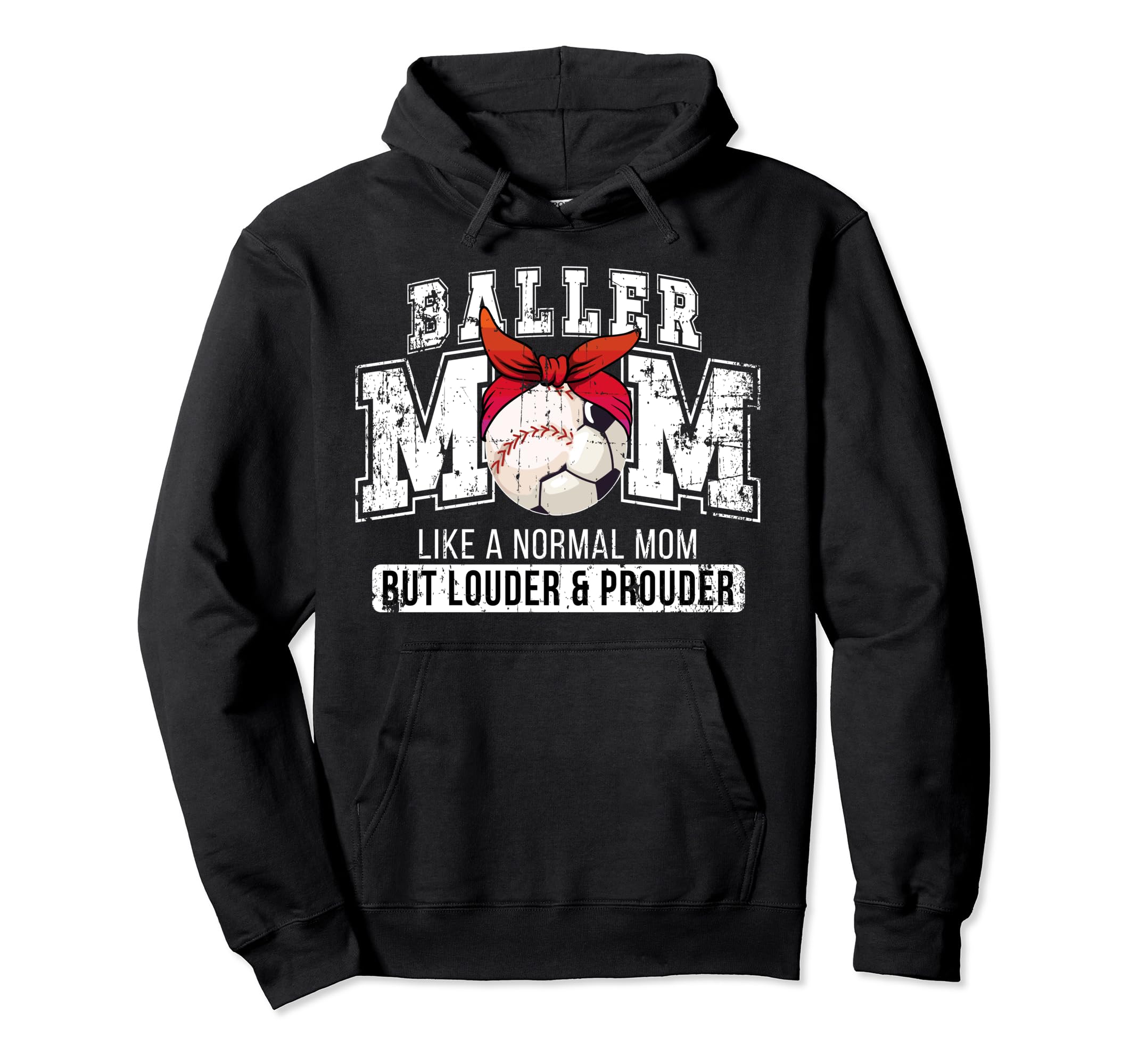 Baller Mom Louder Prouder Baseball Hoodie - Aesthetic Graphic for Adults - T-Shirt, Sweatshirt, Hoodie