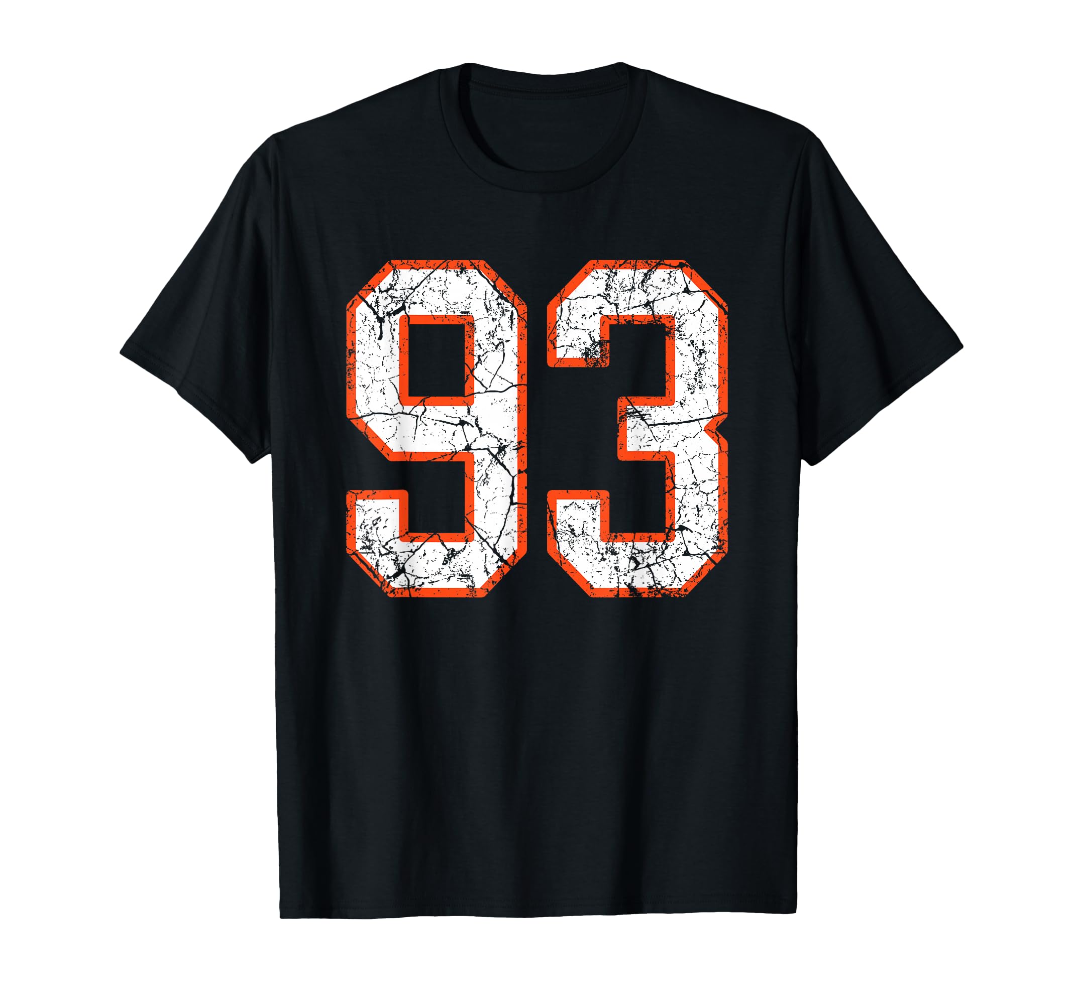 Orange And White Sports Number 93 T-Shirt - Fun Novelty Design Men Women - T-Shirt, Sweatshirt, Hoodie