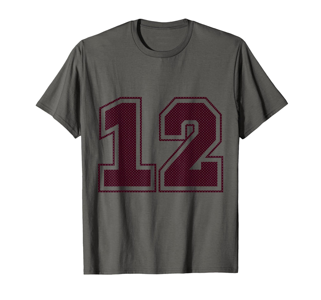 Sports 12 Maroon Mesh Jersey T-Shirt - Casual Everyday Wear for Adults - T-Shirt, Sweatshirt, Hoodie