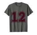 Sports 12 Maroon Mesh Jersey T-Shirt - Casual Everyday Wear for Adults - T-Shirt, Sweatshirt, Hoodie