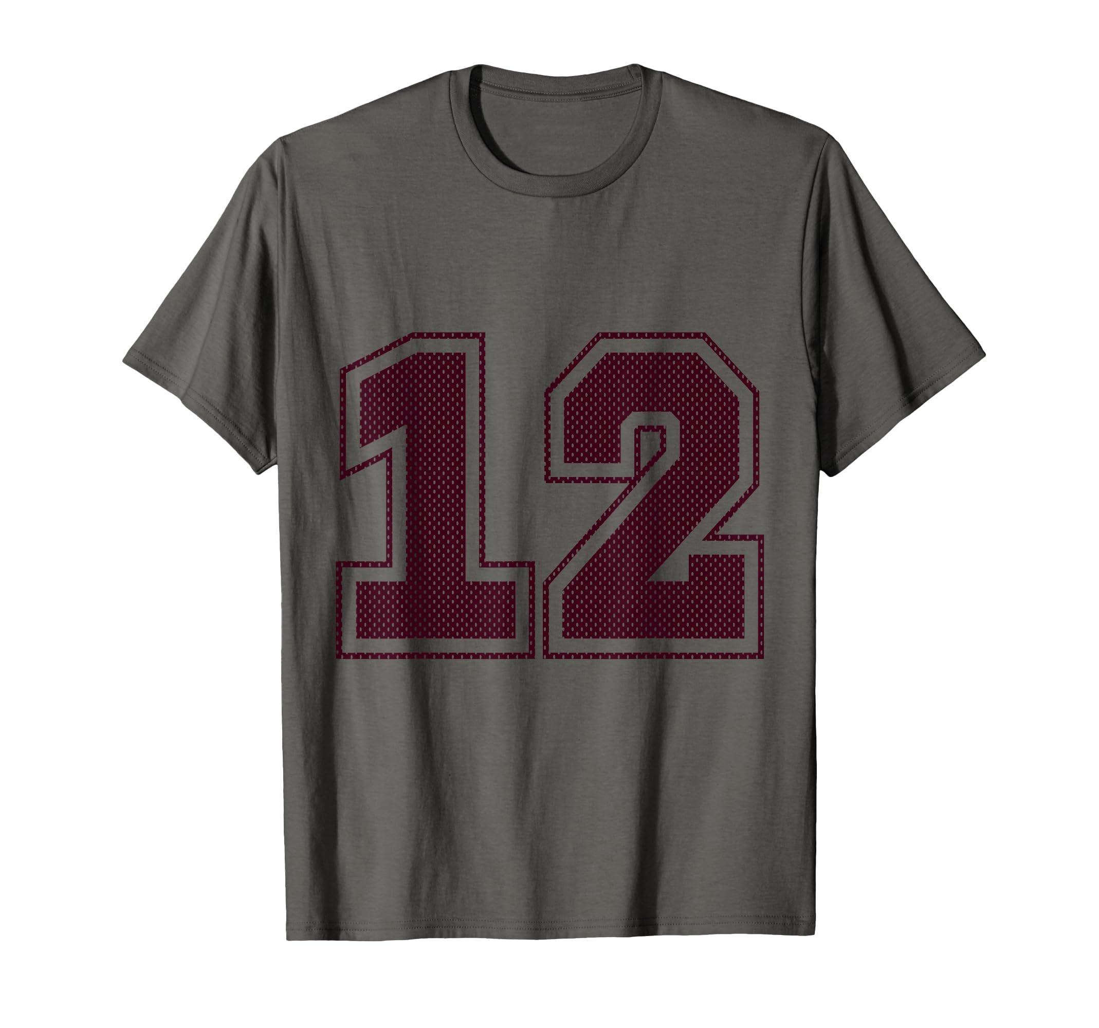 Sports 12 Maroon Mesh Jersey T-Shirt - Casual Everyday Wear for Adults - T-Shirt, Sweatshirt, Hoodie