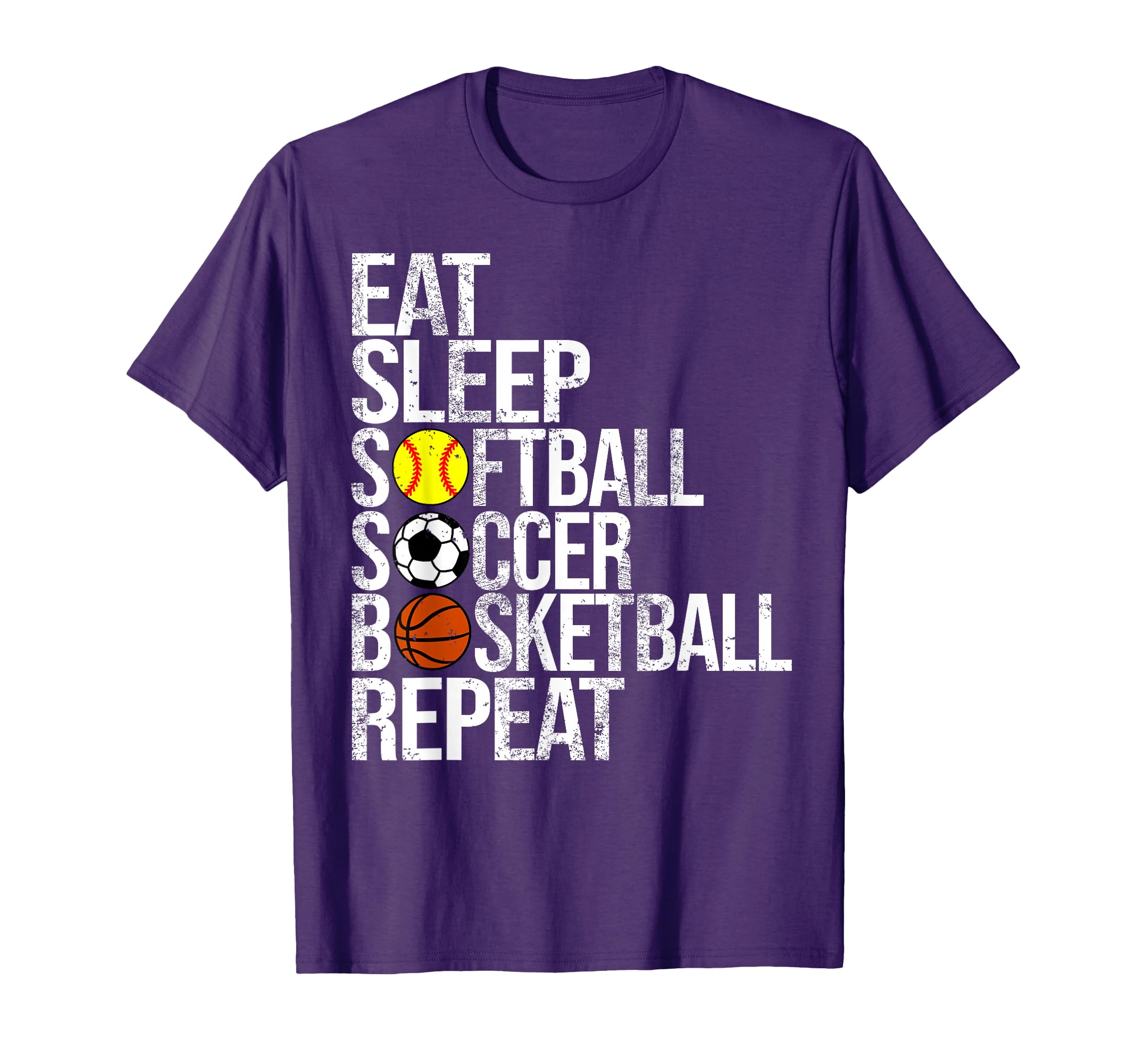 Eat Sleep Softball Soccer Basketball T-Shirt - Graphic Print Men Women - T-Shirt, Sweatshirt, Hoodie