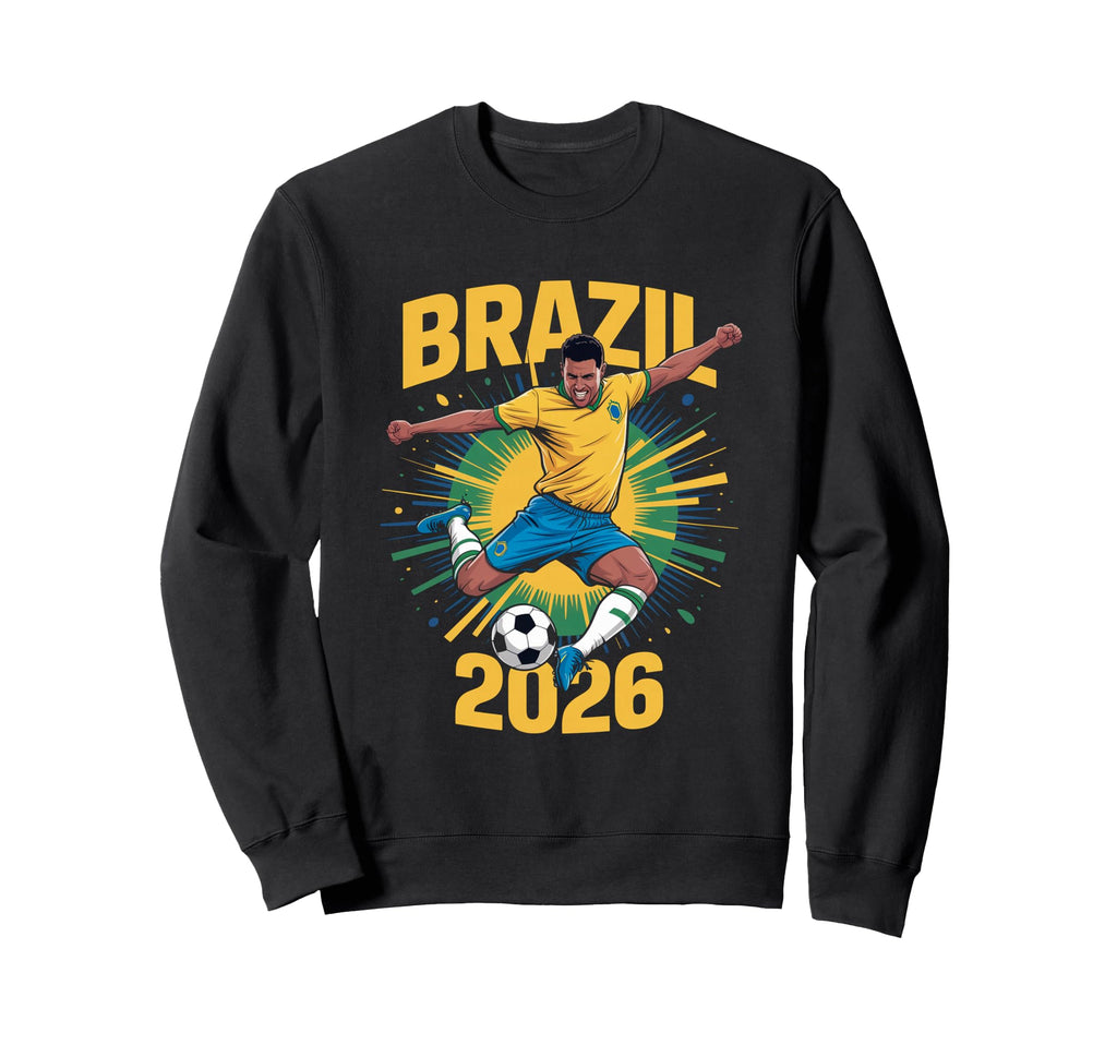 Brazil Football 2026 Funny Soccer Sweatshirt - Minimalist Print for Adults - T-Shirt, Sweatshirt, Hoodie