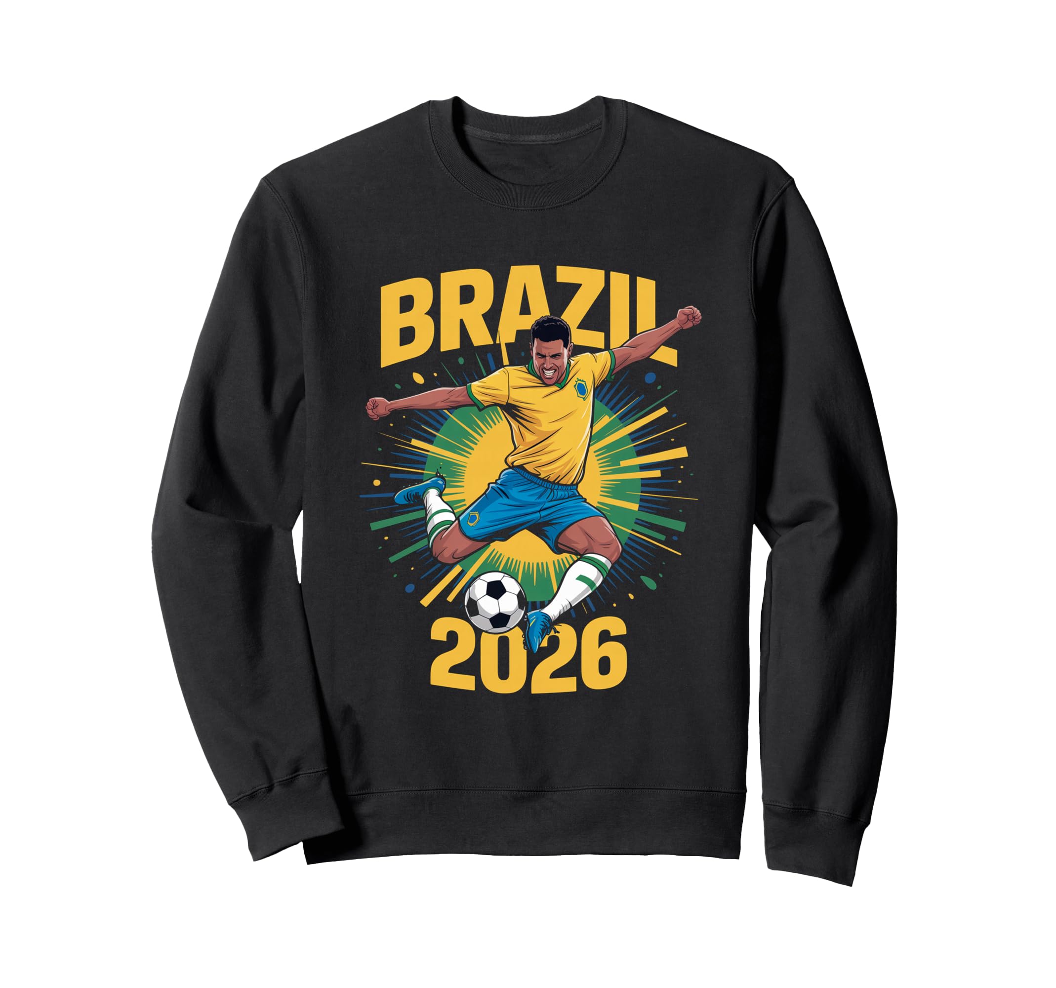 Brazil Football 2026 Funny Soccer Sweatshirt - Minimalist Print for Adults - T-Shirt, Sweatshirt, Hoodie