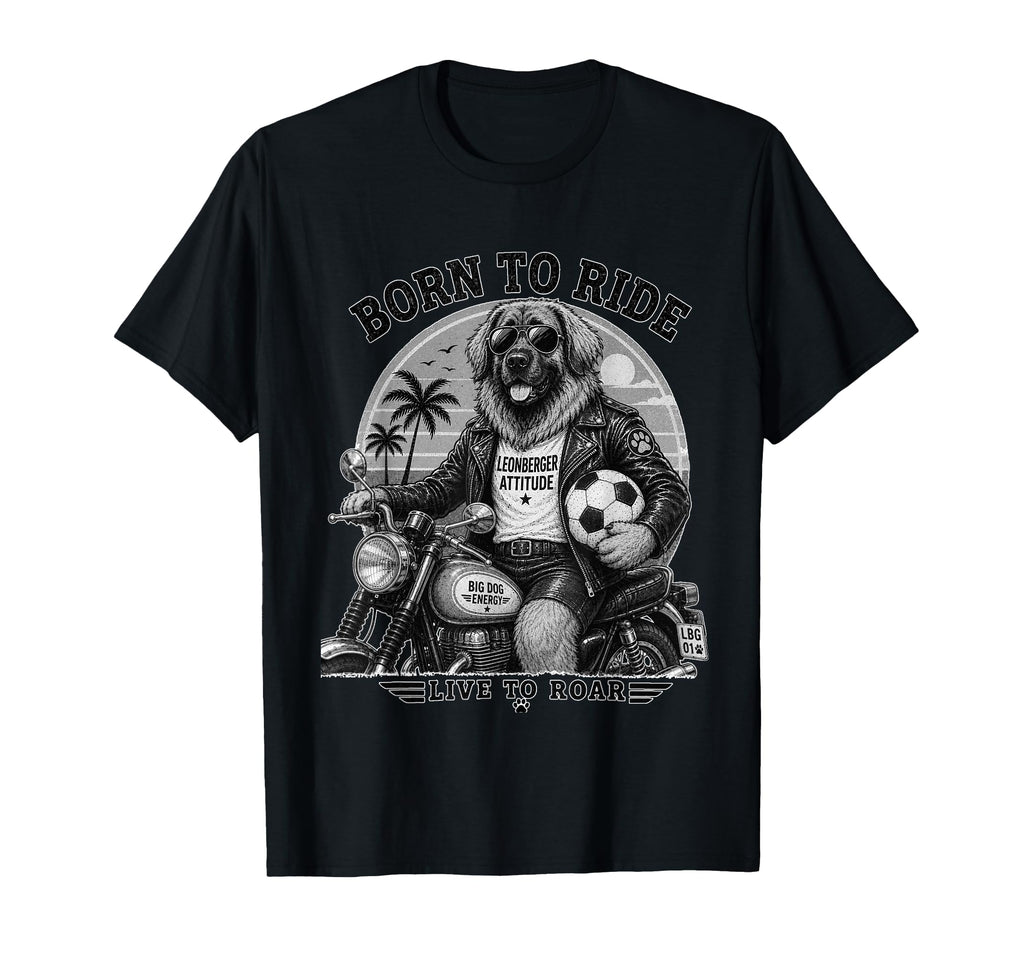 Leonberger Motorbike Love Footbal T-Shirt - Unique Graphic for Adults - T-Shirt, Sweatshirt, Hoodie