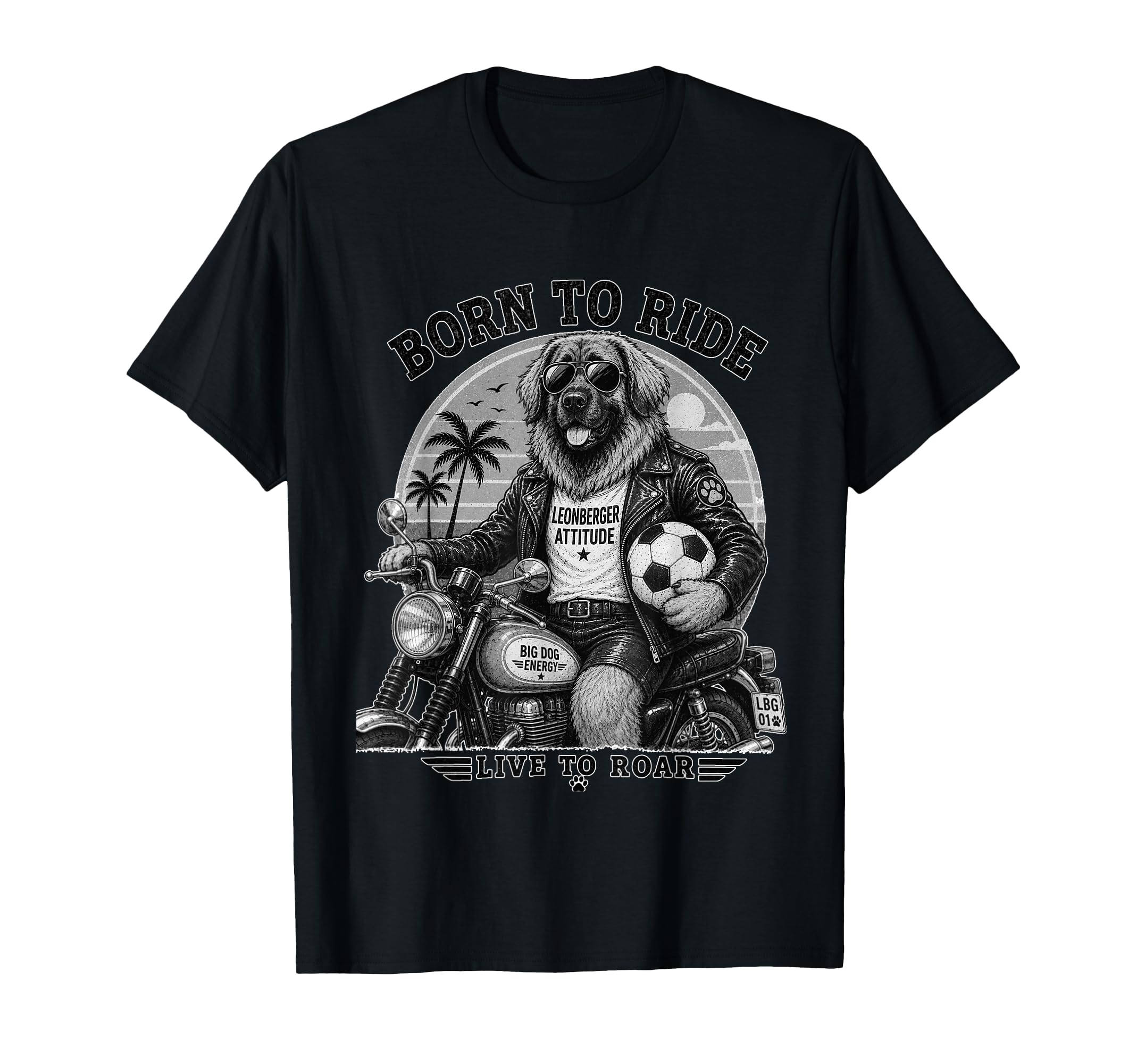 Leonberger Motorbike Love Footbal T-Shirt - Unique Graphic for Adults - T-Shirt, Sweatshirt, Hoodie