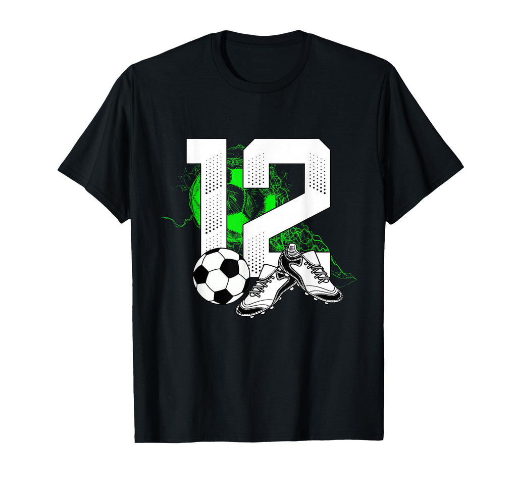 12Th Birthday Soccer Player Football 12 T-Shirt - Novelty Apparel Unisex - T-Shirt, Sweatshirt, Hoodie