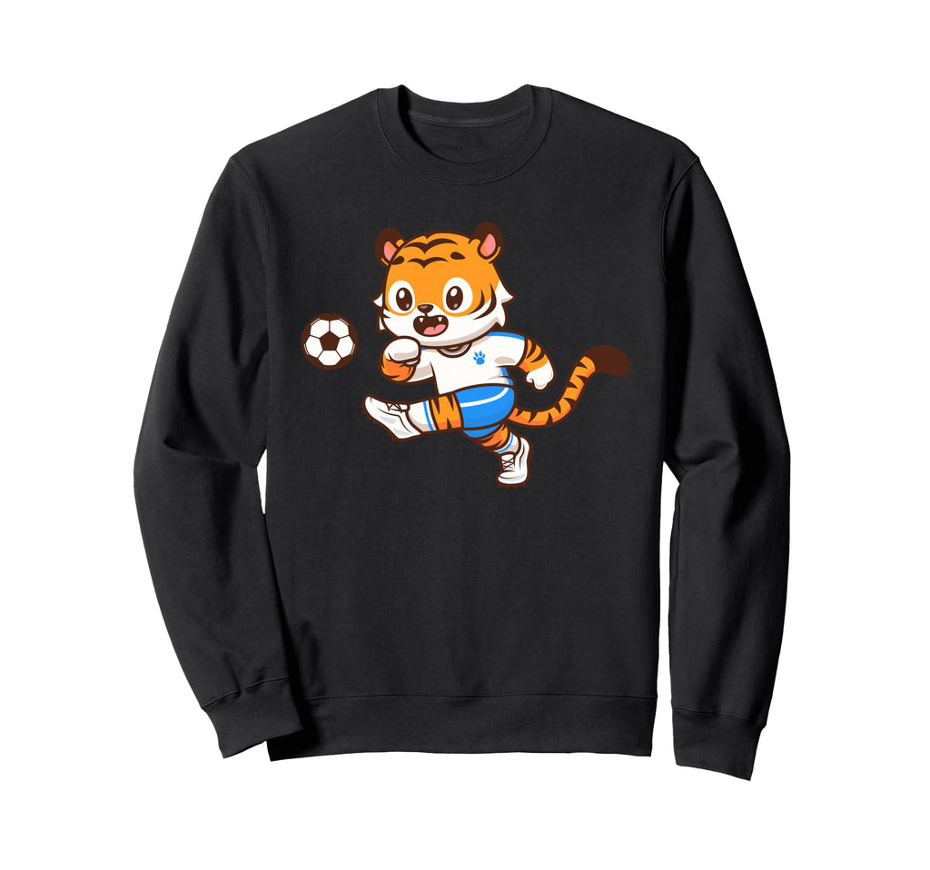 Tiger Soccer Player Kicking Ball Sweatshirt - Streetwear Style Unisex - T-Shirt, Sweatshirt, Hoodie