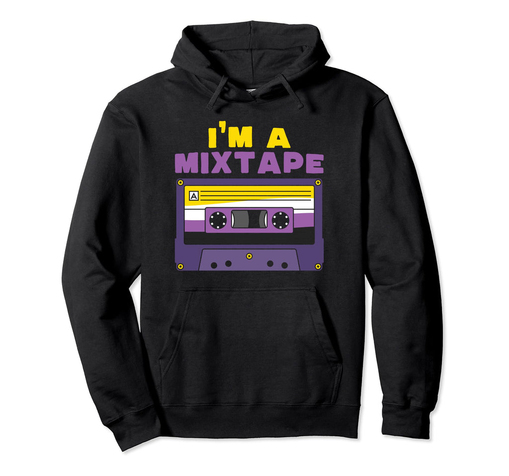 Im Mixtape Non Binary Flag Cassette Hoodie - Fun Novelty Design Unisex - T-Shirt, Sweatshirt, Hoodie