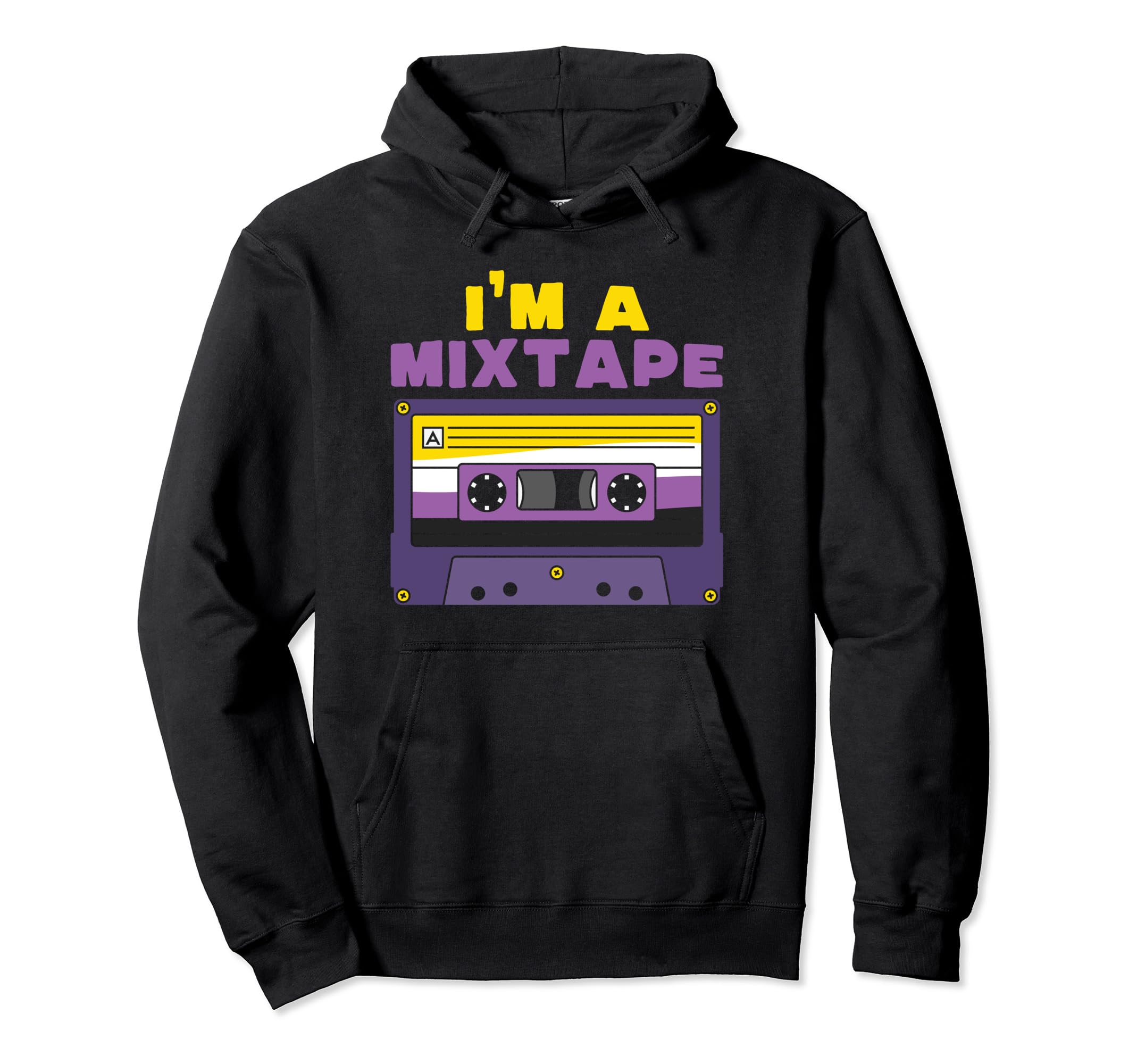 Im Mixtape Non Binary Flag Cassette Hoodie - Fun Novelty Design Unisex - T-Shirt, Sweatshirt, Hoodie