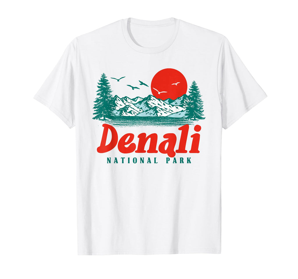 Denali National Park Mountain Trees T-Shirt - Fun Novelty Design Men Women - T-Shirt, Sweatshirt, Hoodie