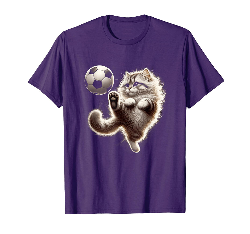 Funny Cat Soccer Ball Cat Playing Soccer T-Shirt - Graphic Print Unisex - T-Shirt, Sweatshirt, Hoodie