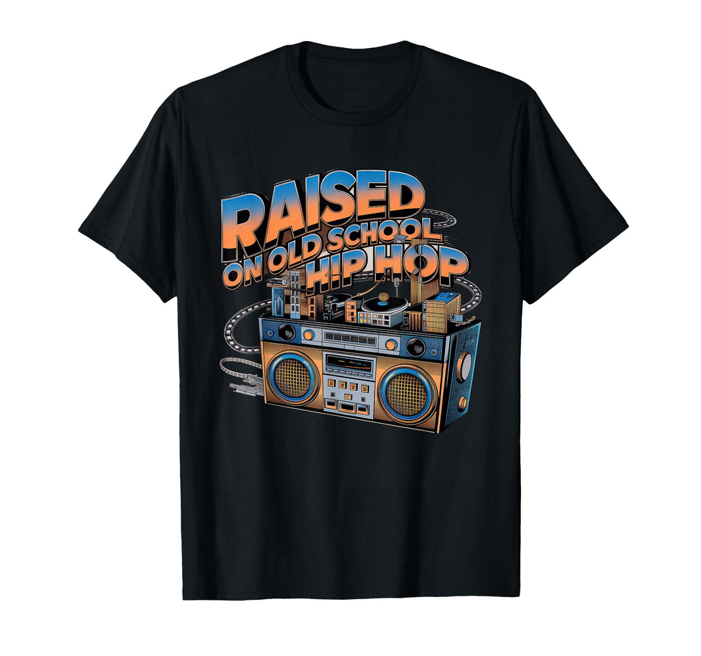Raised Old School Hip Hop Cassette T-Shirt - Minimalist Print Unisex - T-Shirt, Sweatshirt, Hoodie