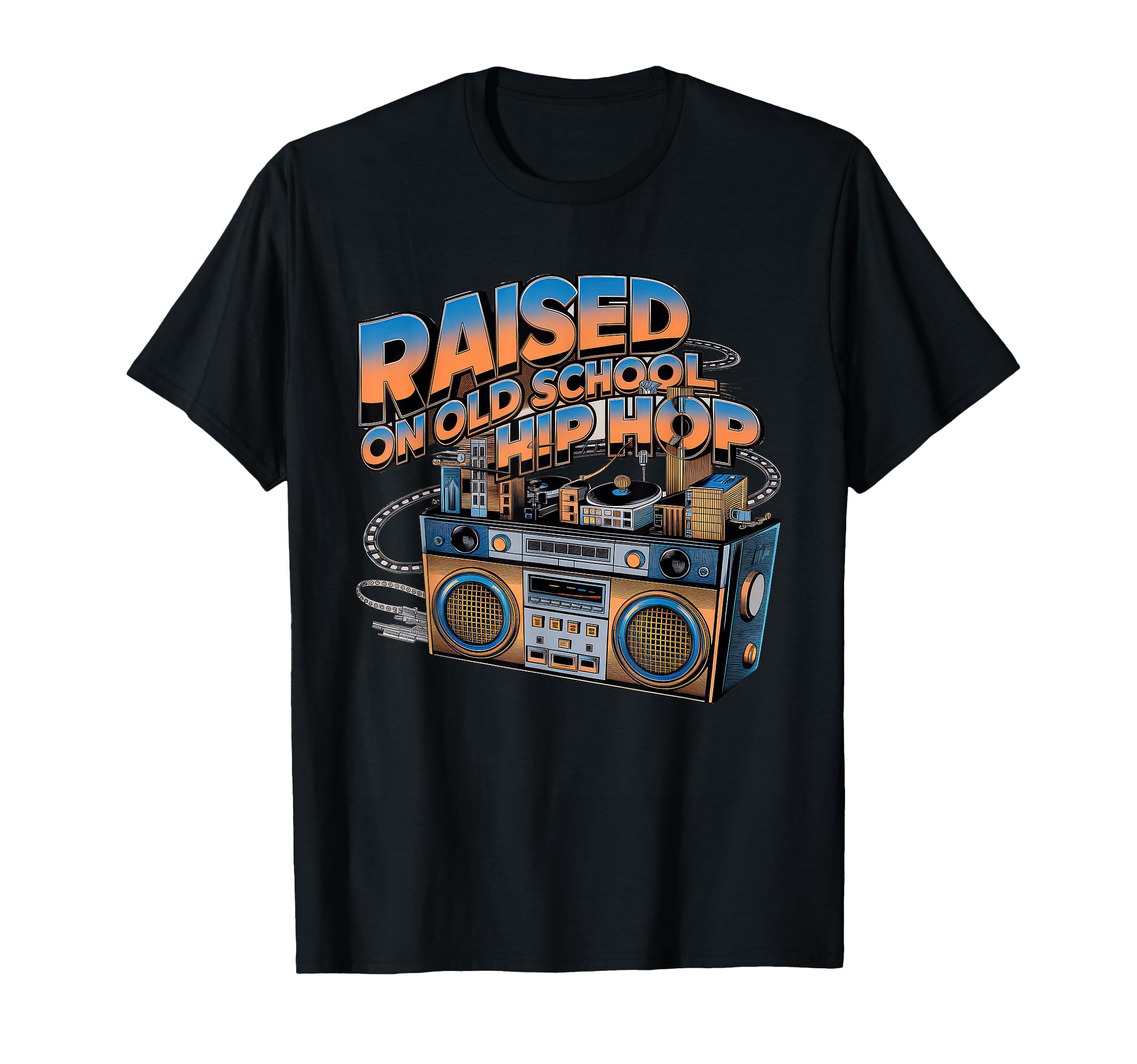 Raised Old School Hip Hop Cassette T-Shirt - Minimalist Print Unisex - T-Shirt, Sweatshirt, Hoodie