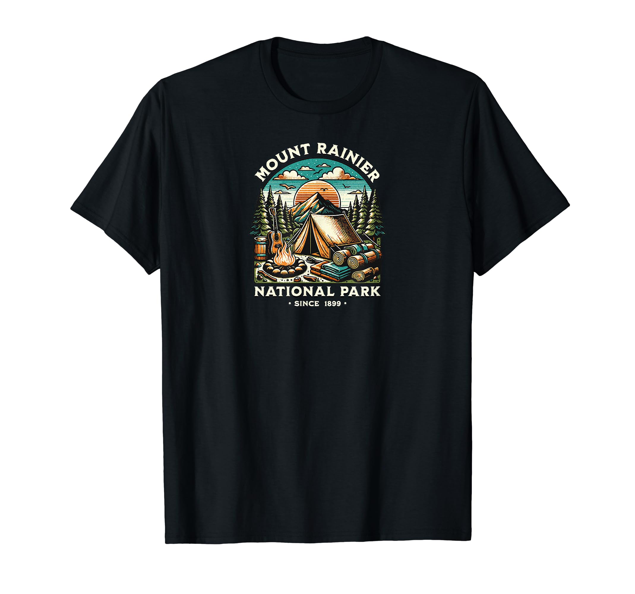 Mount Rainier National Park Camping T-Shirt - Novelty Apparel for Adults - T-Shirt, Sweatshirt, Hoodie
