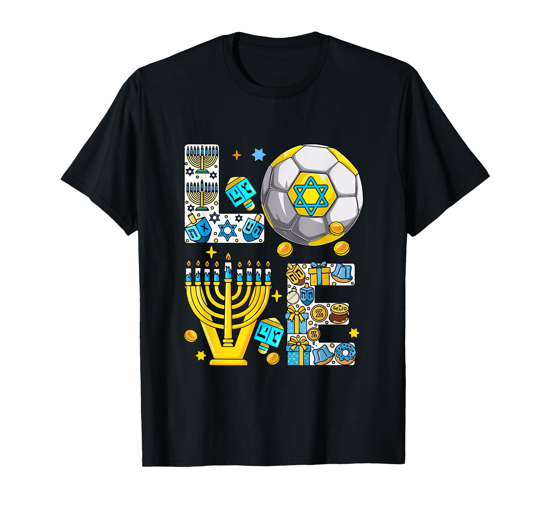 Love Hanukkah Menorah Costume Soccer Lover T-Shirt - Unique Graphic Unisex - T-Shirt, Sweatshirt, Hoodie