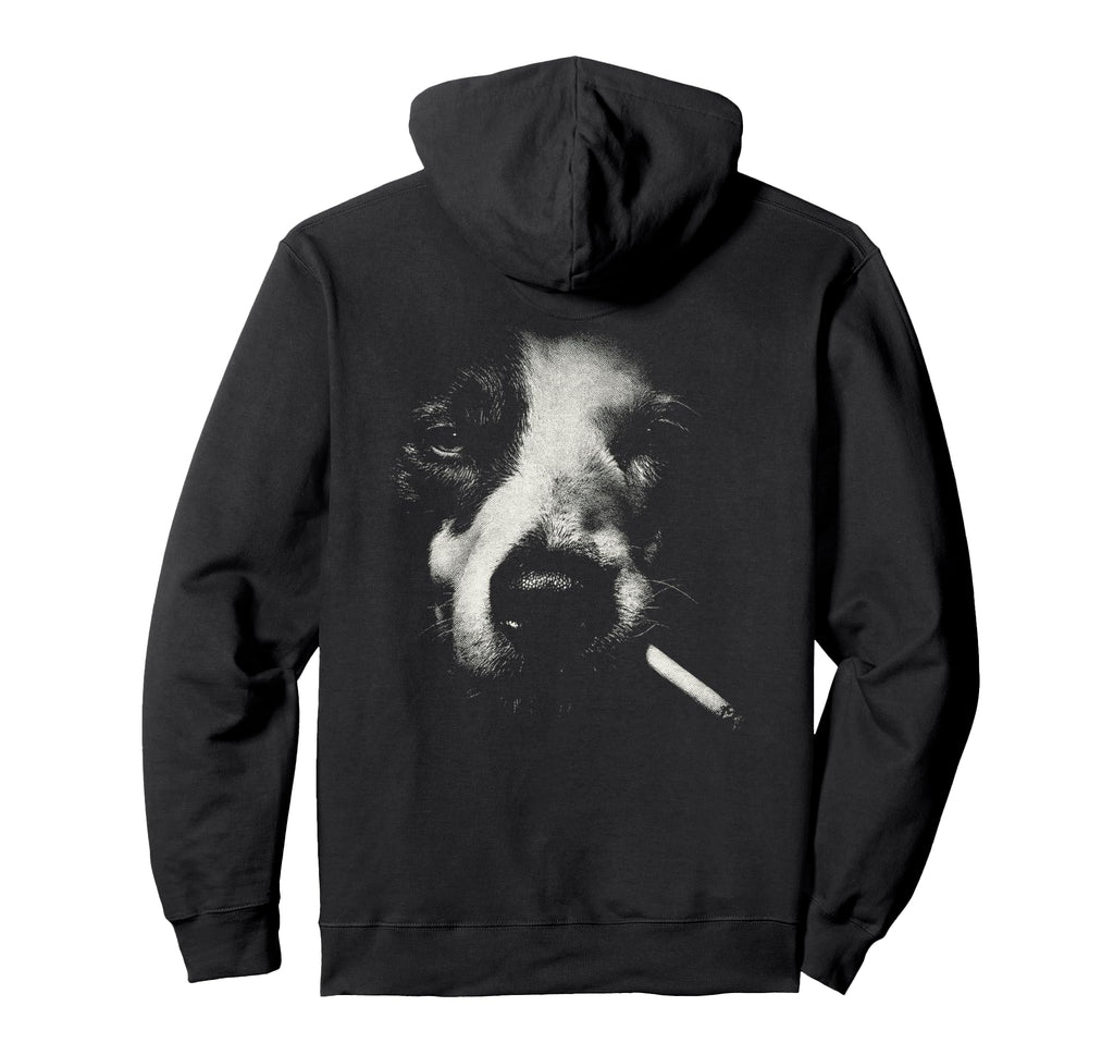 Border Collie Smoking Cigarette Hoodie - Fun Novelty Design Men Women - T-Shirt, Sweatshirt, Hoodie