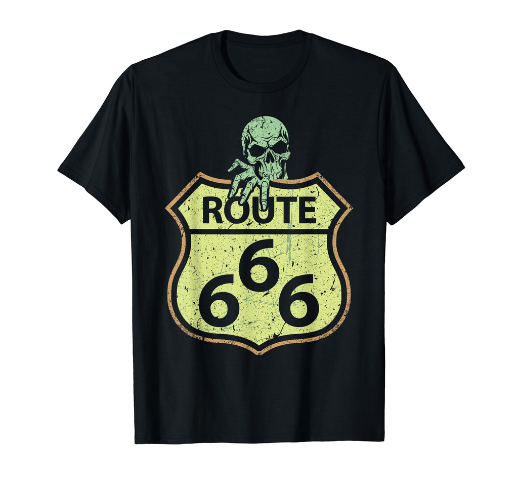Creepy Skull Highway 66 Route 666 T-Shirt - Casual Everyday Wear Unisex - T-Shirt, Sweatshirt, Hoodie