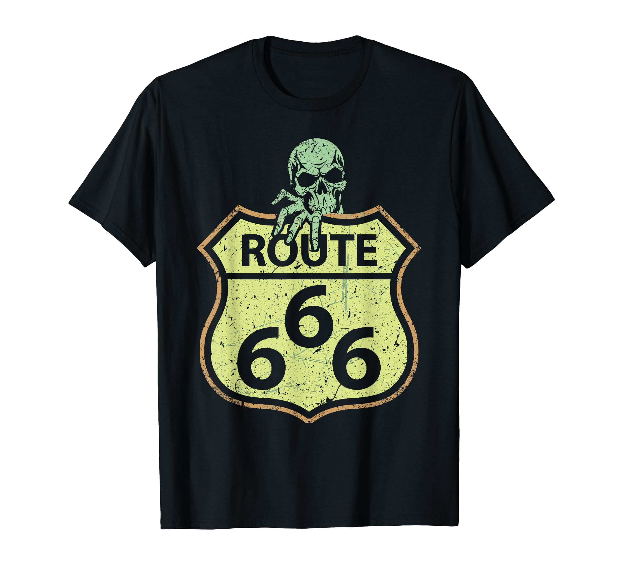 Creepy Skull Highway 66 Route 666 T-Shirt - Casual Everyday Wear Unisex - T-Shirt, Sweatshirt, Hoodie