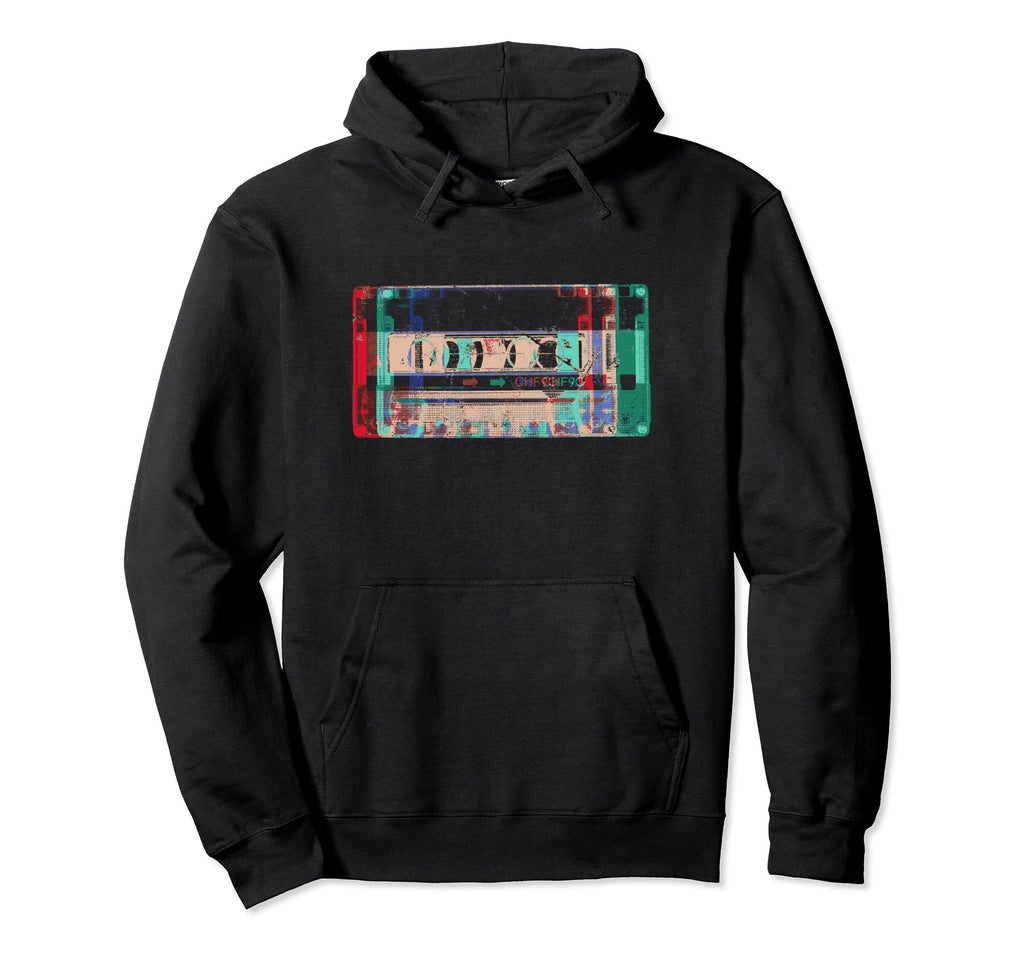 80S 90S Mixtape Glitch Cassette Hoodie - Minimalist Print for Adults - T-Shirt, Sweatshirt, Hoodie