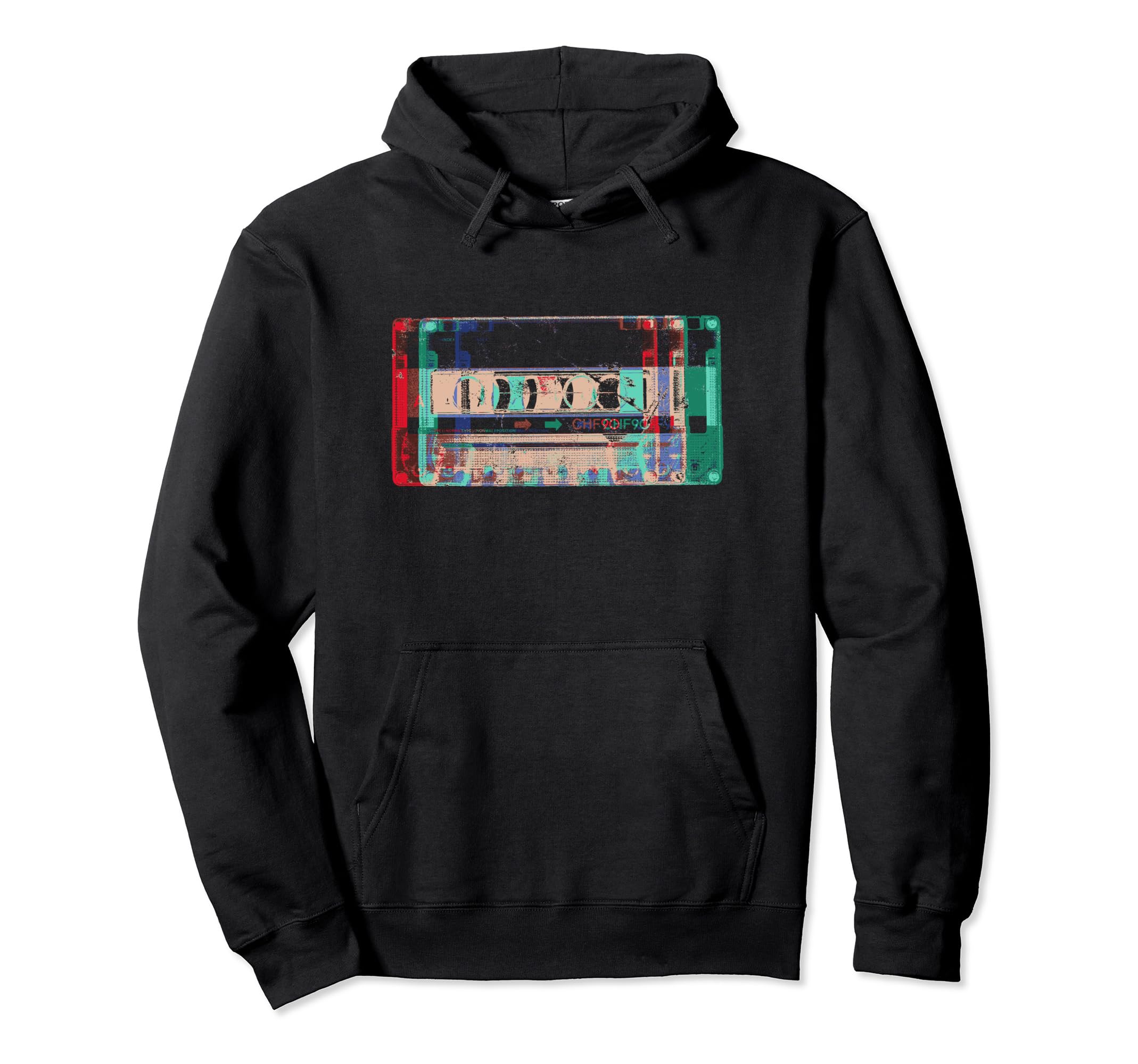 80S 90S Mixtape Glitch Cassette Hoodie - Minimalist Print for Adults - T-Shirt, Sweatshirt, Hoodie