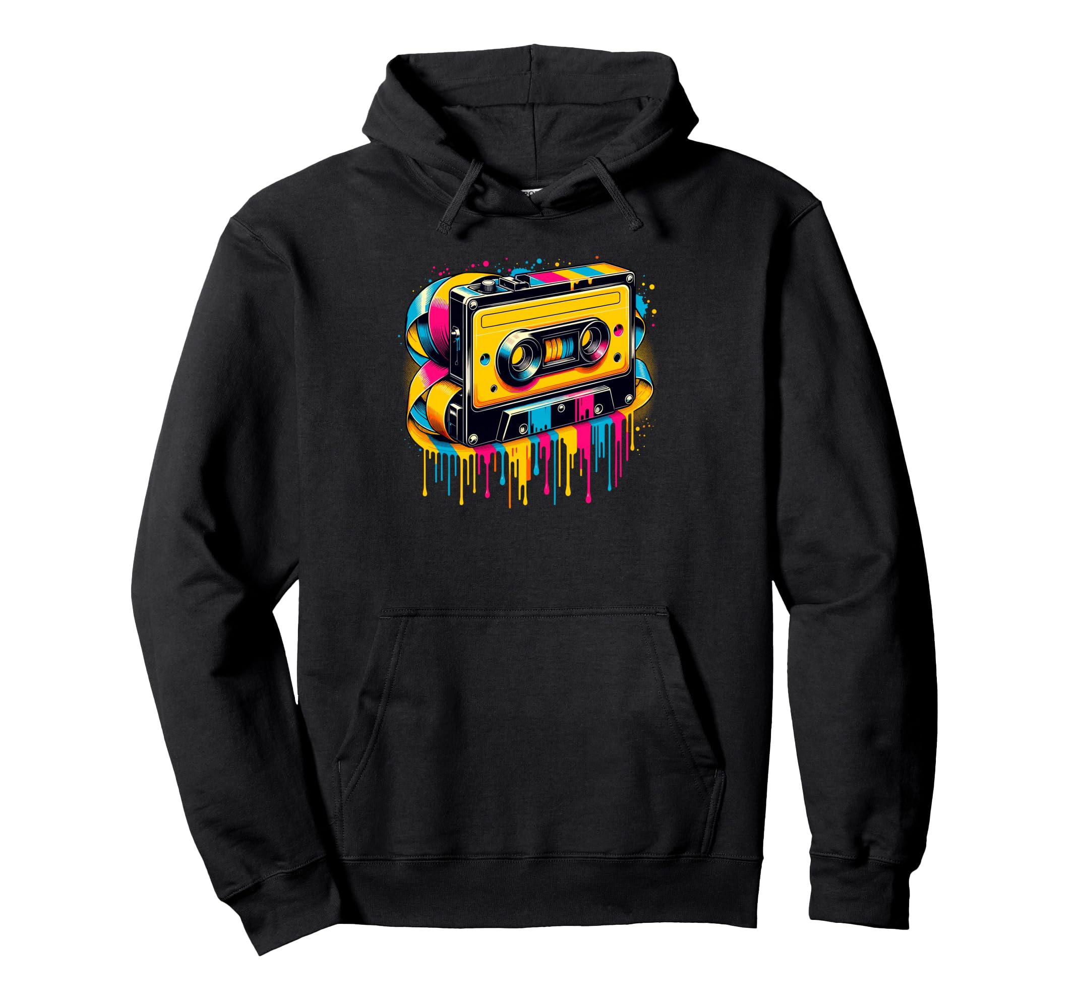 Dripping Paint Art Cassette Player Music Hoodie - Graphic Print Unisex - T-Shirt, Sweatshirt, Hoodie