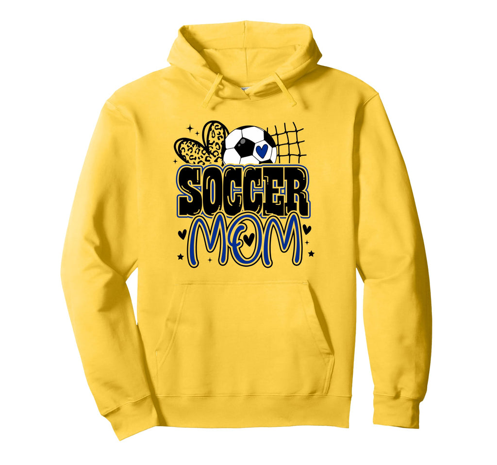 Blue Soccer Heartleopard Soccer Mom Hoodie - Trendy Graphic for Adults - T-Shirt, Sweatshirt, Hoodie