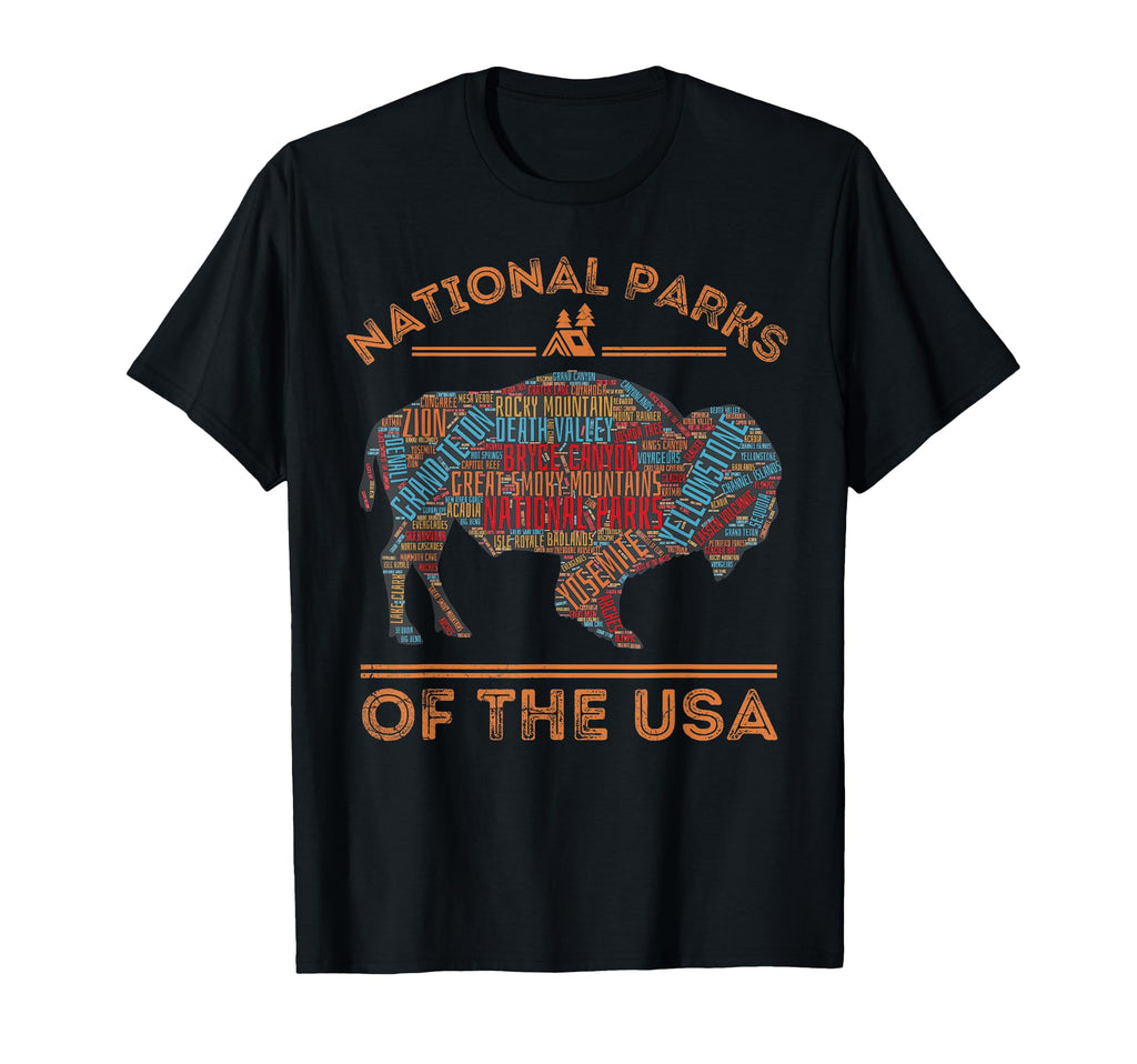National Parks Usa Buffalo Travel T-Shirt - Novelty Apparel for Adults - T-Shirt, Sweatshirt, Hoodie