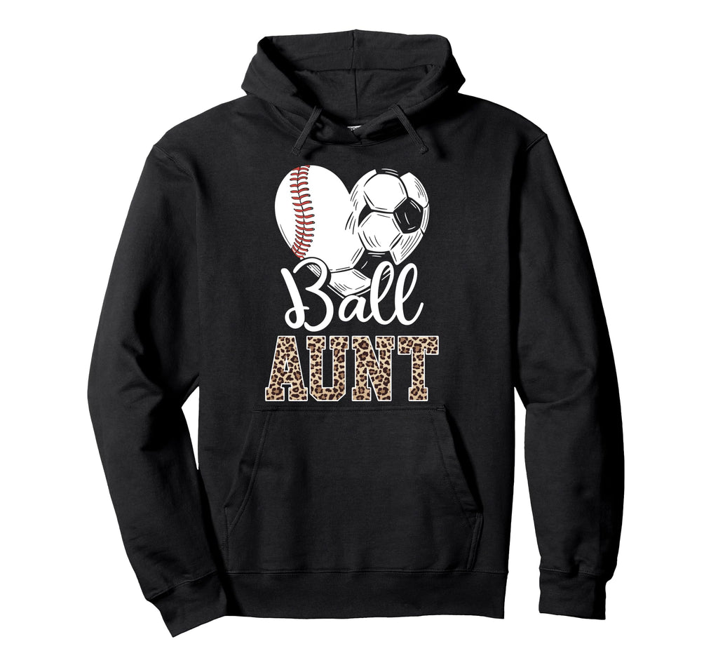 Ball Aunt Heart Baseball Soccer Aunt Hoodie - Trendy Graphic for Adults - T-Shirt, Sweatshirt, Hoodie