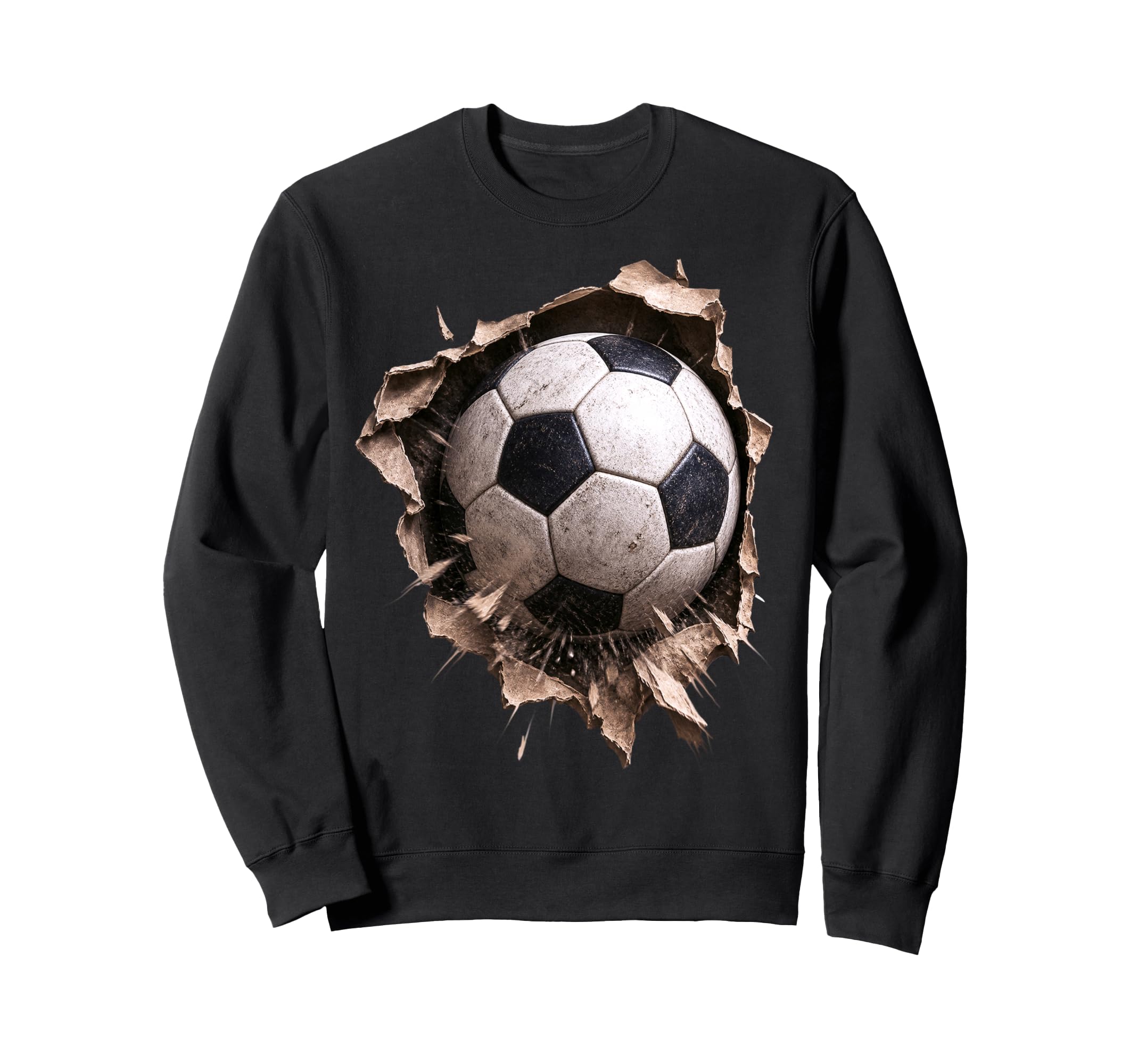 Soccer Ball Torn Fabric Bursting 3D Sweatshirt - Streetwear Style Unisex - T-Shirt, Sweatshirt, Hoodie