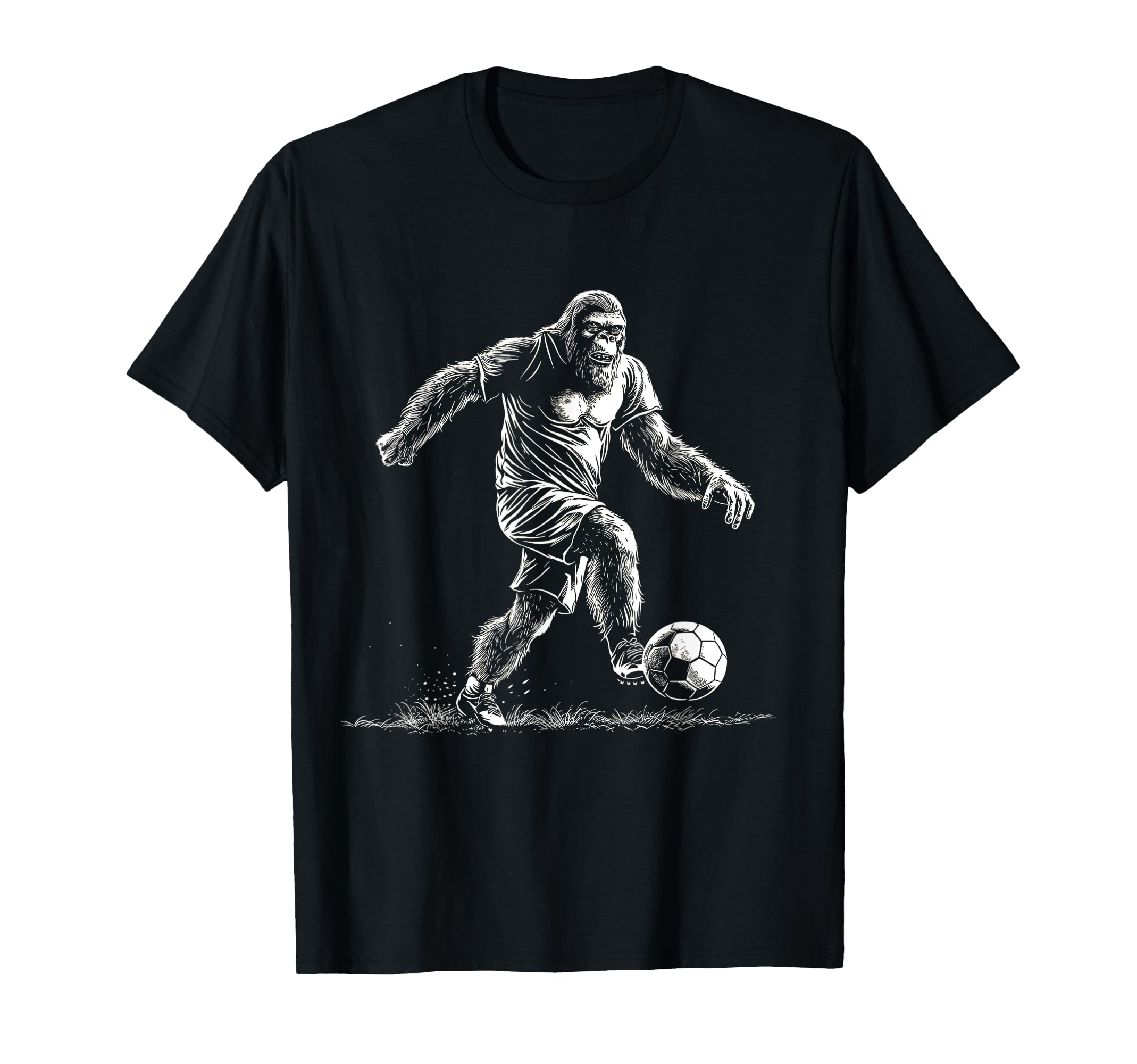 Bigfoot Playing Soccer Player Funny T-Shirt - Custom Art Print for Adults - T-Shirt, Sweatshirt, Hoodie