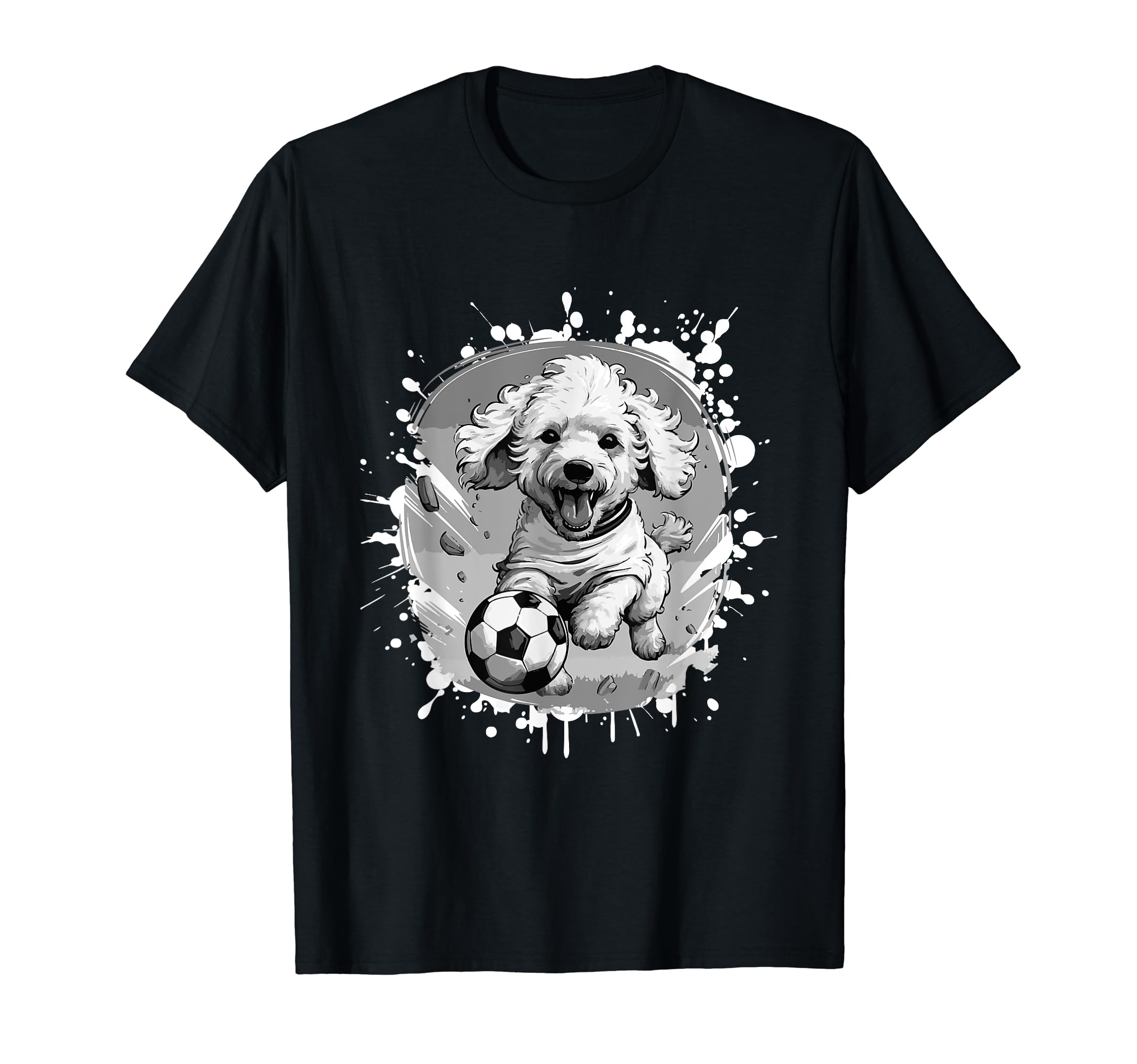 Poodle Dog Playing Soccer Team Sports T-Shirt - Minimalist Print Unisex - T-Shirt, Sweatshirt, Hoodie