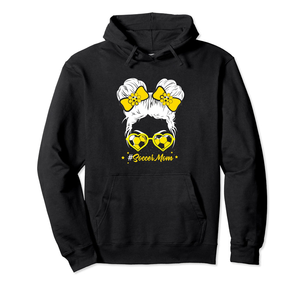 Soccer Mom Messy Bun Hair Soccer Football Hoodie - Unique Graphic Unisex - T-Shirt, Sweatshirt, Hoodie