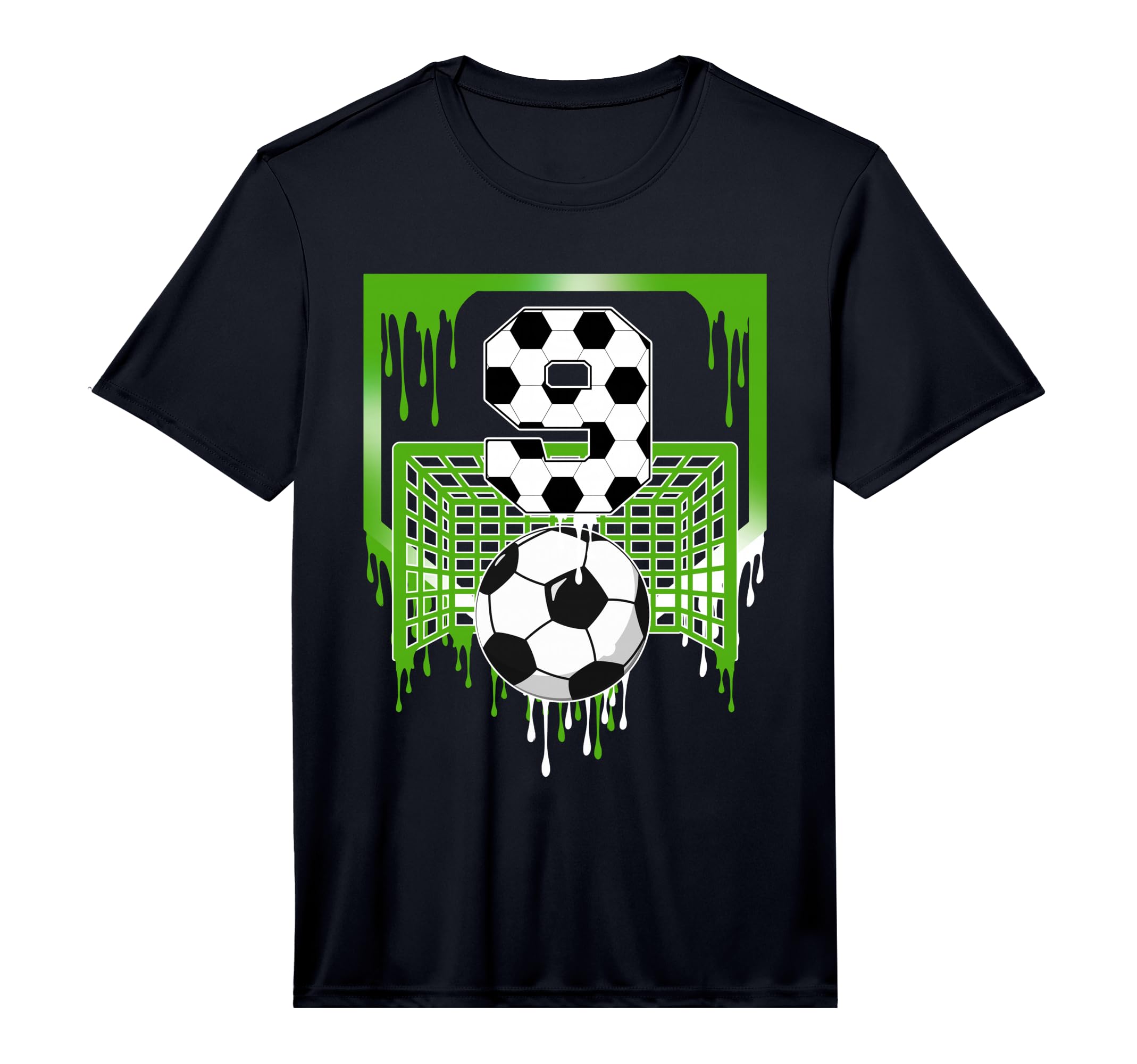 9Th Birthday Soccer Ice Cream Drip 9 T-Shirt - Custom Art Print Men Women - T-Shirt, Sweatshirt, Hoodie