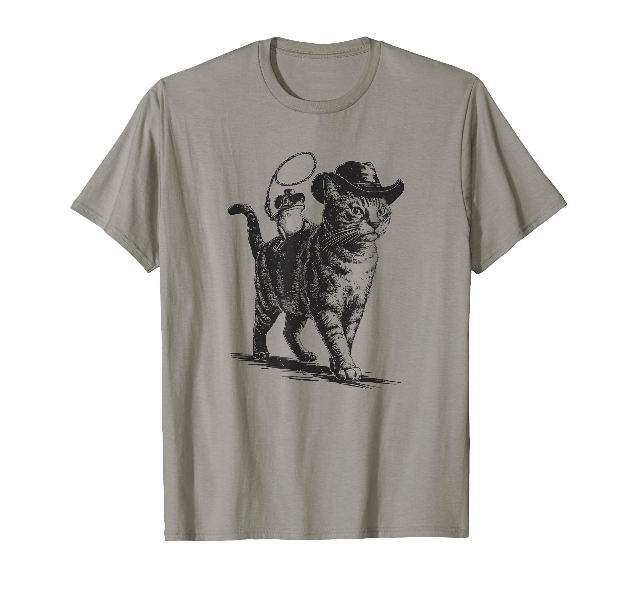 Cowboy Cat And Frog Western Theme 90S T-Shirt - Custom Art Print Men Women - T-Shirt, Sweatshirt, Hoodie