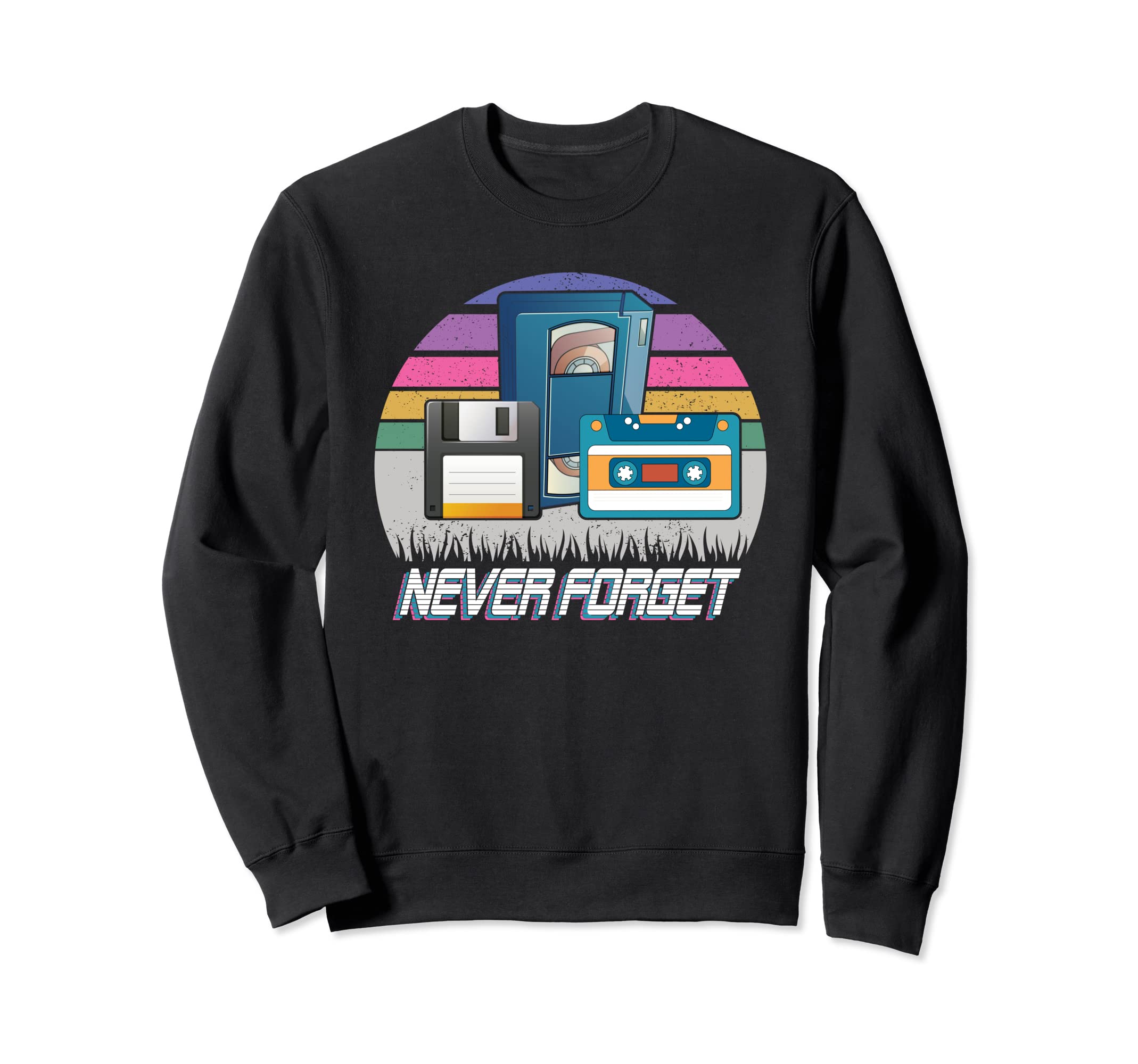Never Forget Cassette Tape Floppy Sweatshirt - Graphic Print for Adults - T-Shirt, Sweatshirt, Hoodie