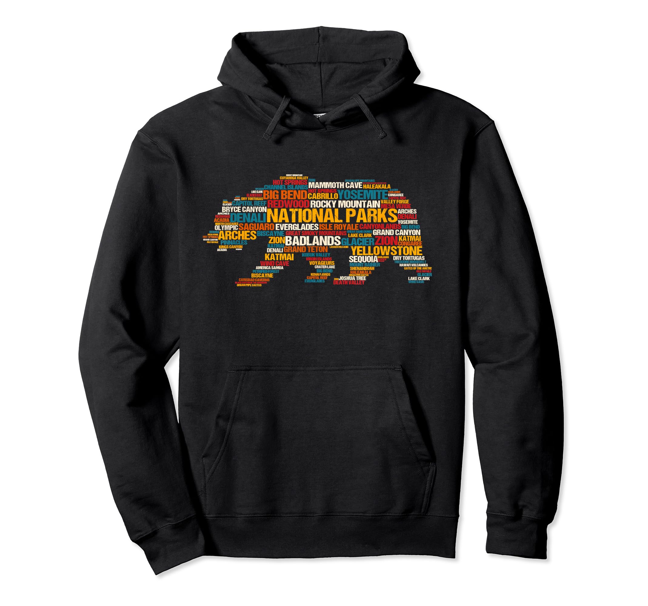 National Parks Usa List Word Cloud Hoodie - Custom Art Print Men Women - T-Shirt, Sweatshirt, Hoodie