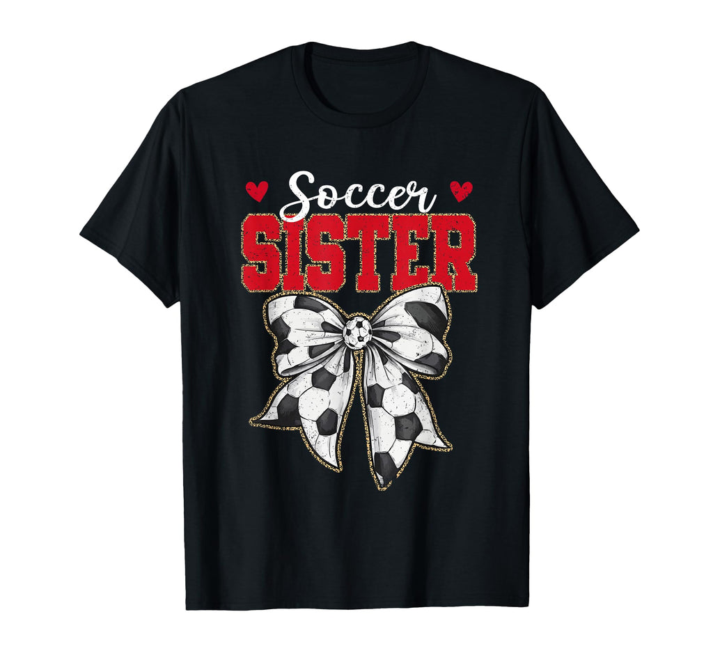 Soccer Sister Bow Leopard Soccer T-Shirt - Custom Art Print Men Women - T-Shirt, Sweatshirt, Hoodie