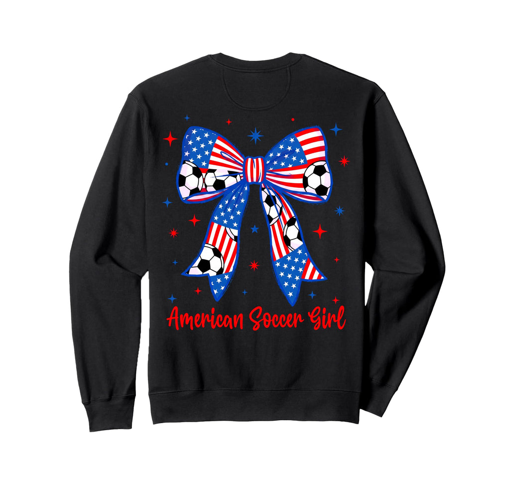 Coquette Bow American Flag Soccer Sweatshirt - Aesthetic Graphic Men Women - T-Shirt, Sweatshirt, Hoodie